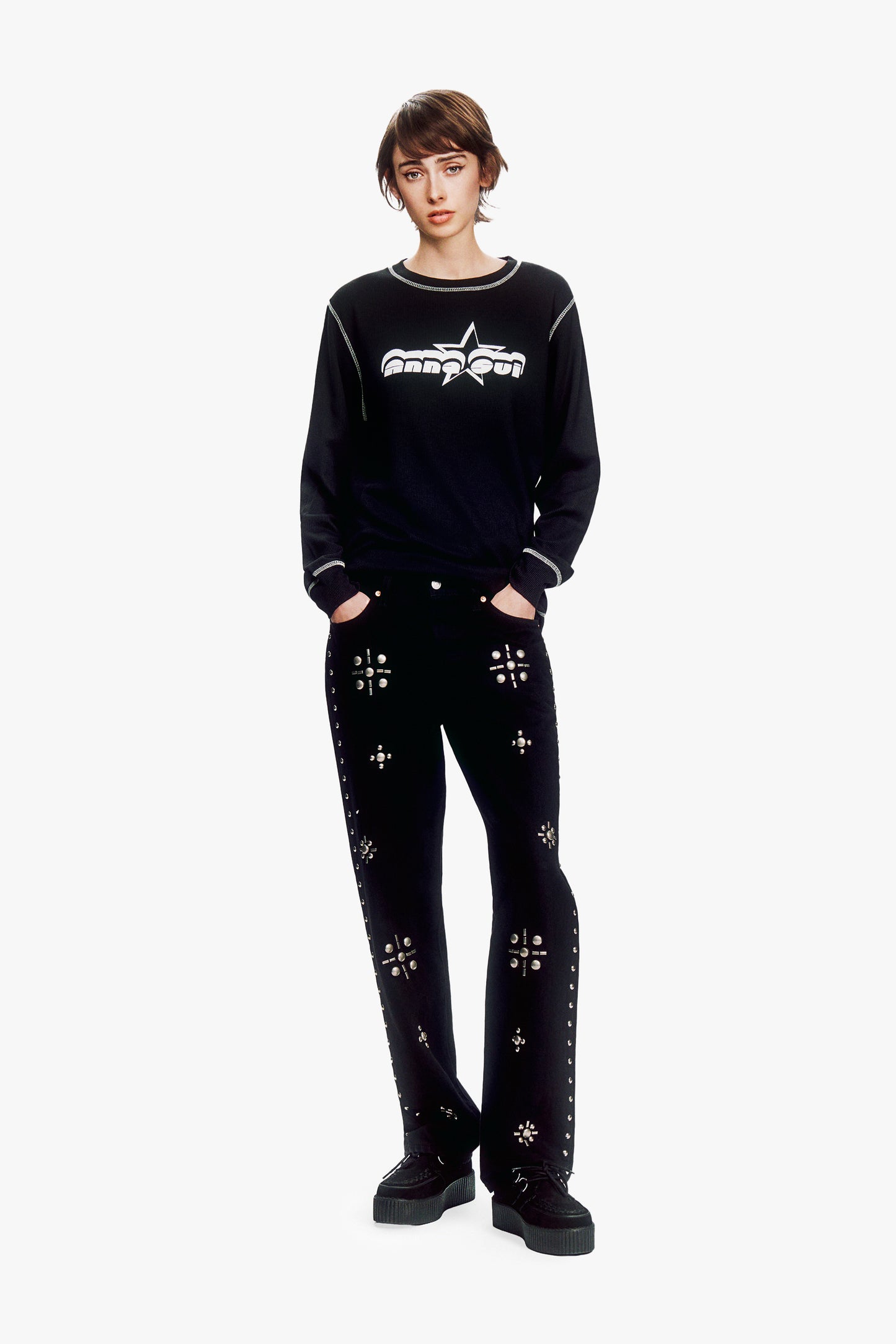 Anna Sui Thermal T-Shirt - Black