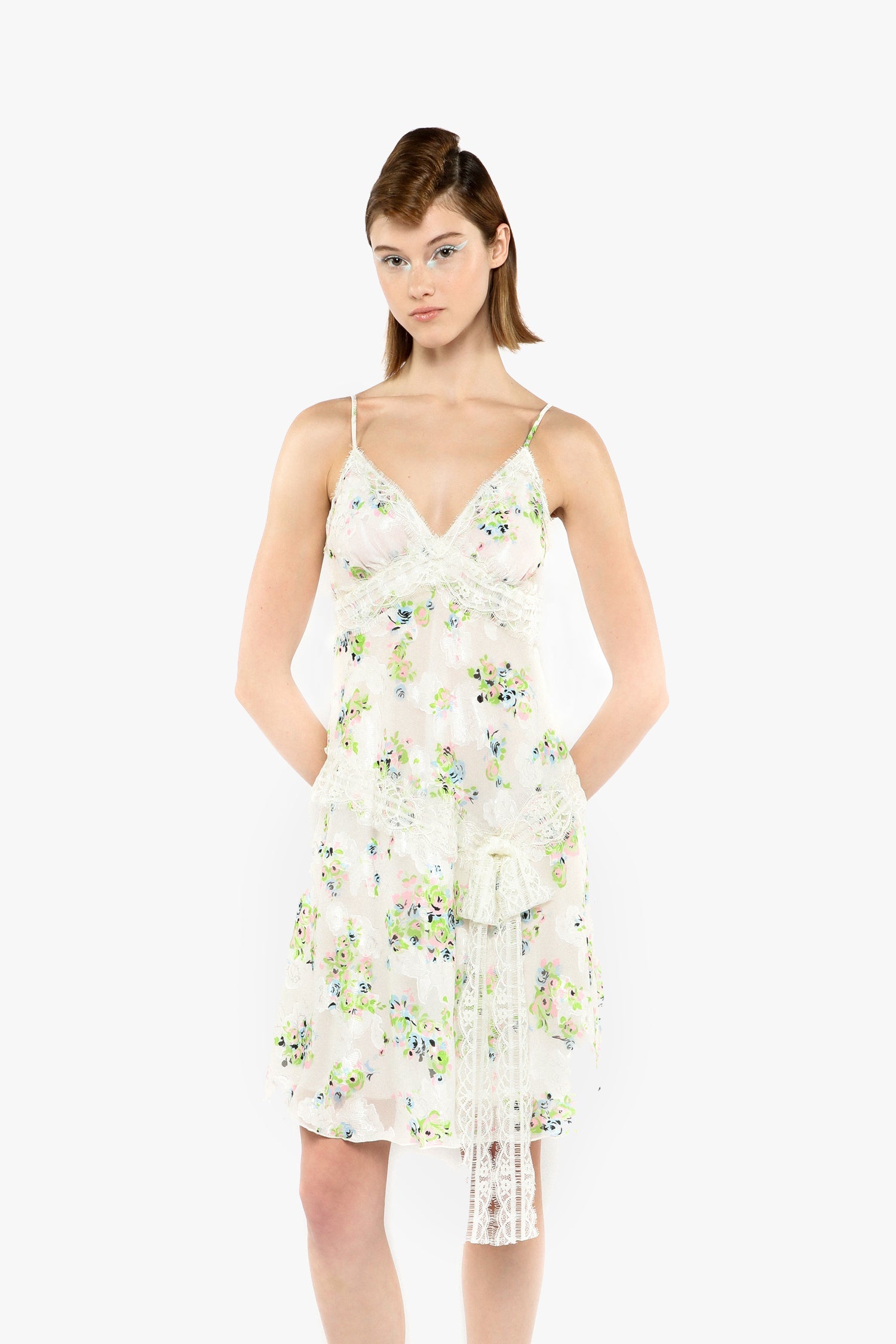 anna sui white lace dress Applique Lace Combo Strapless Dress Anna Sui