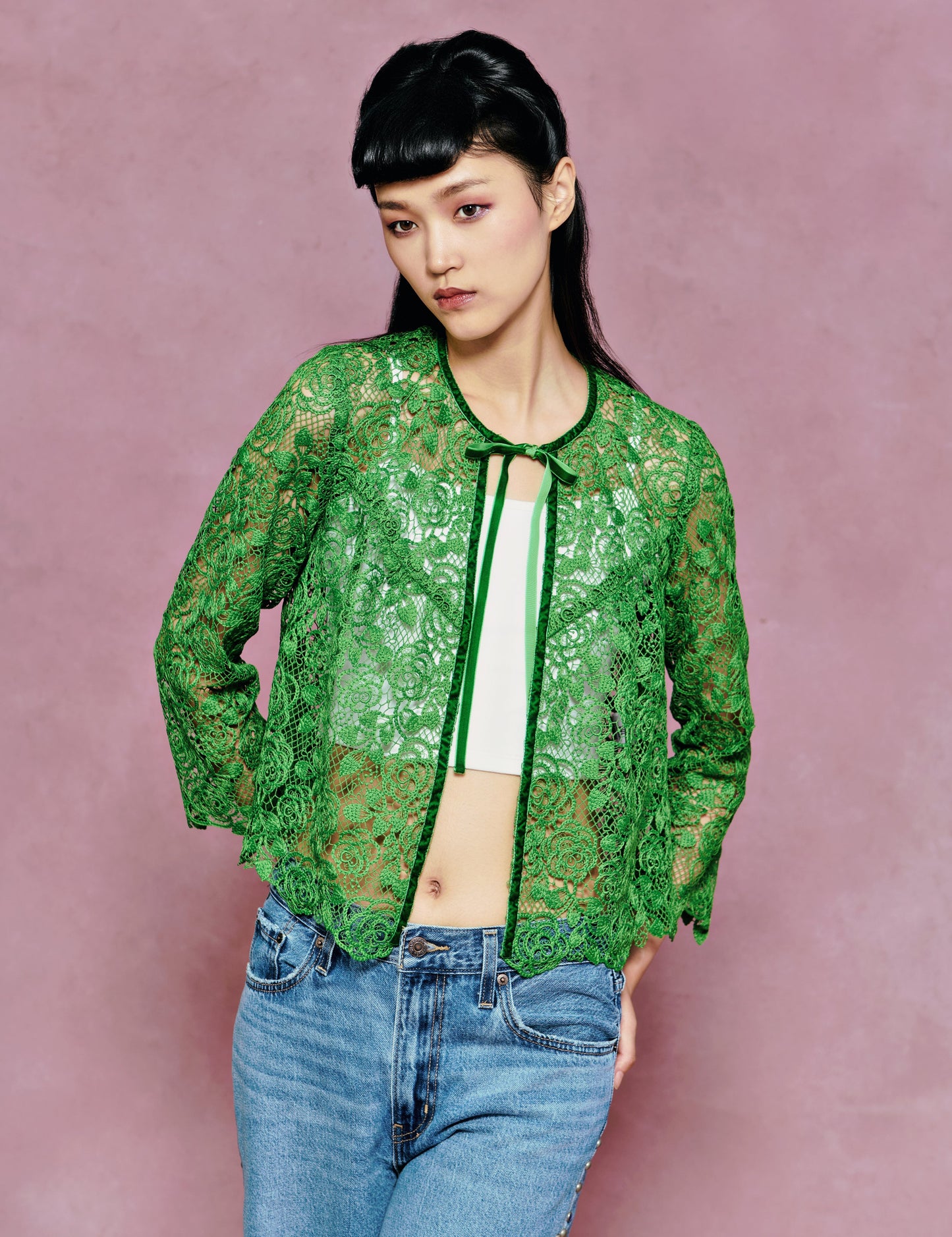 Rose Crochet Lace Bed Jacket