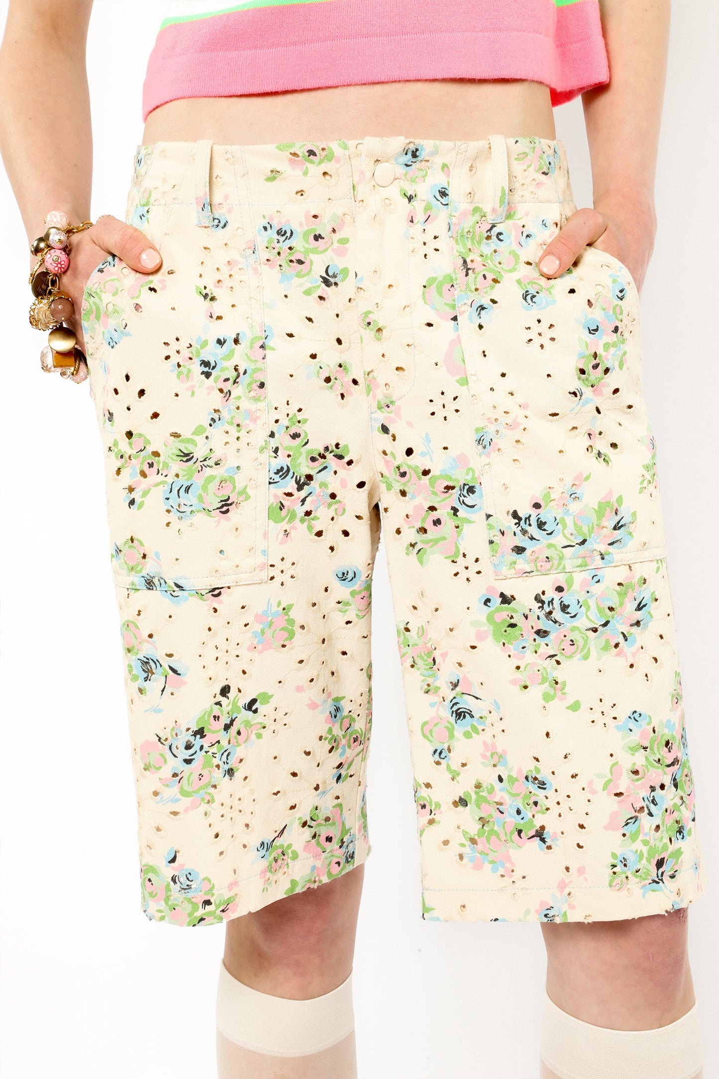 Rosies Posies Eyelet Bermuda Shorts