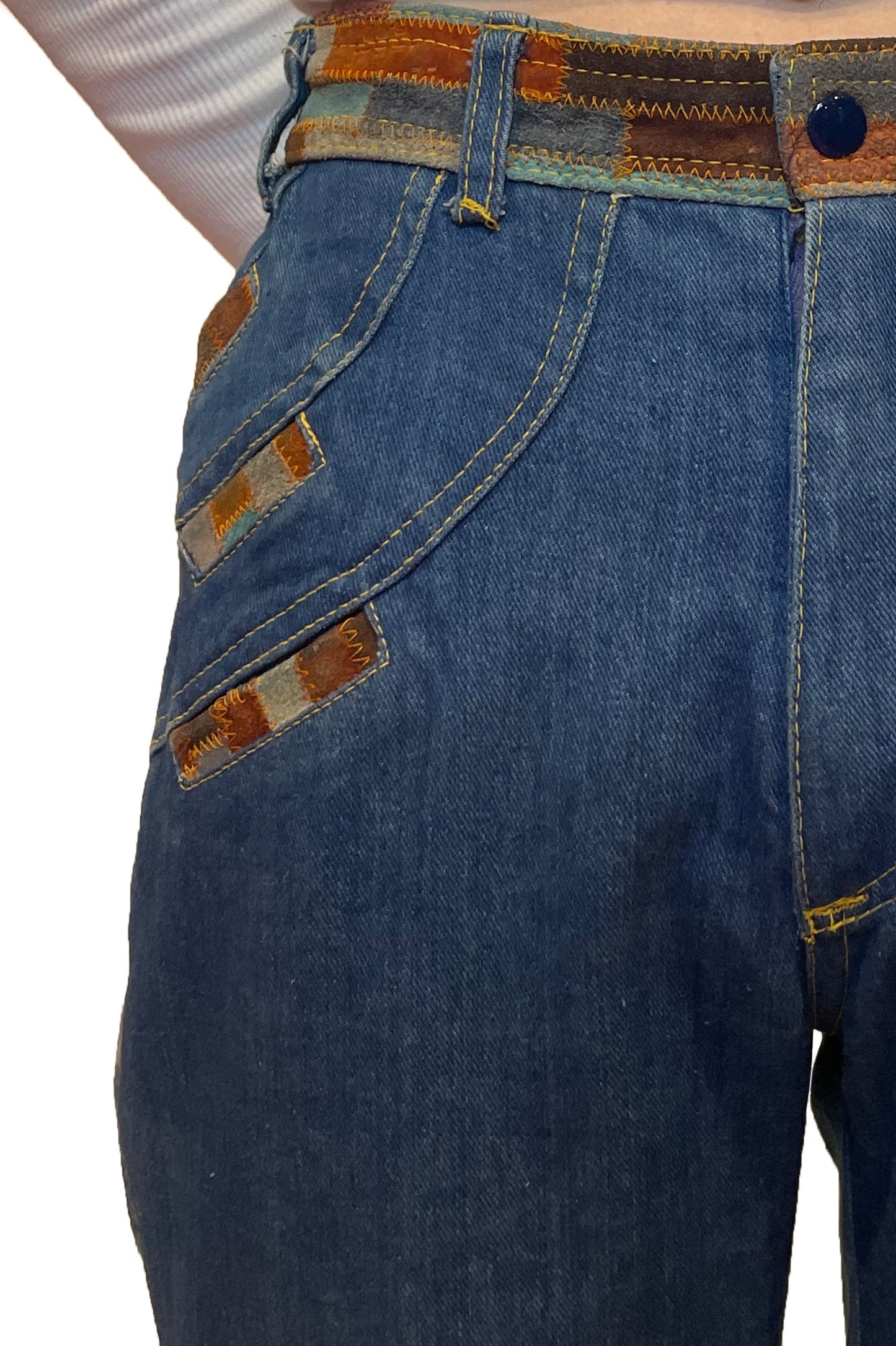 Vintage 70's Laura Accessories Inc Denim Patchwork Jeans