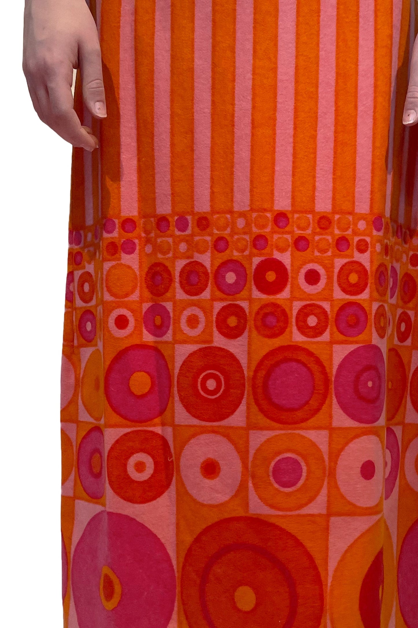 Vintage Carola Pink Orange Stripe Sleeveless Dress