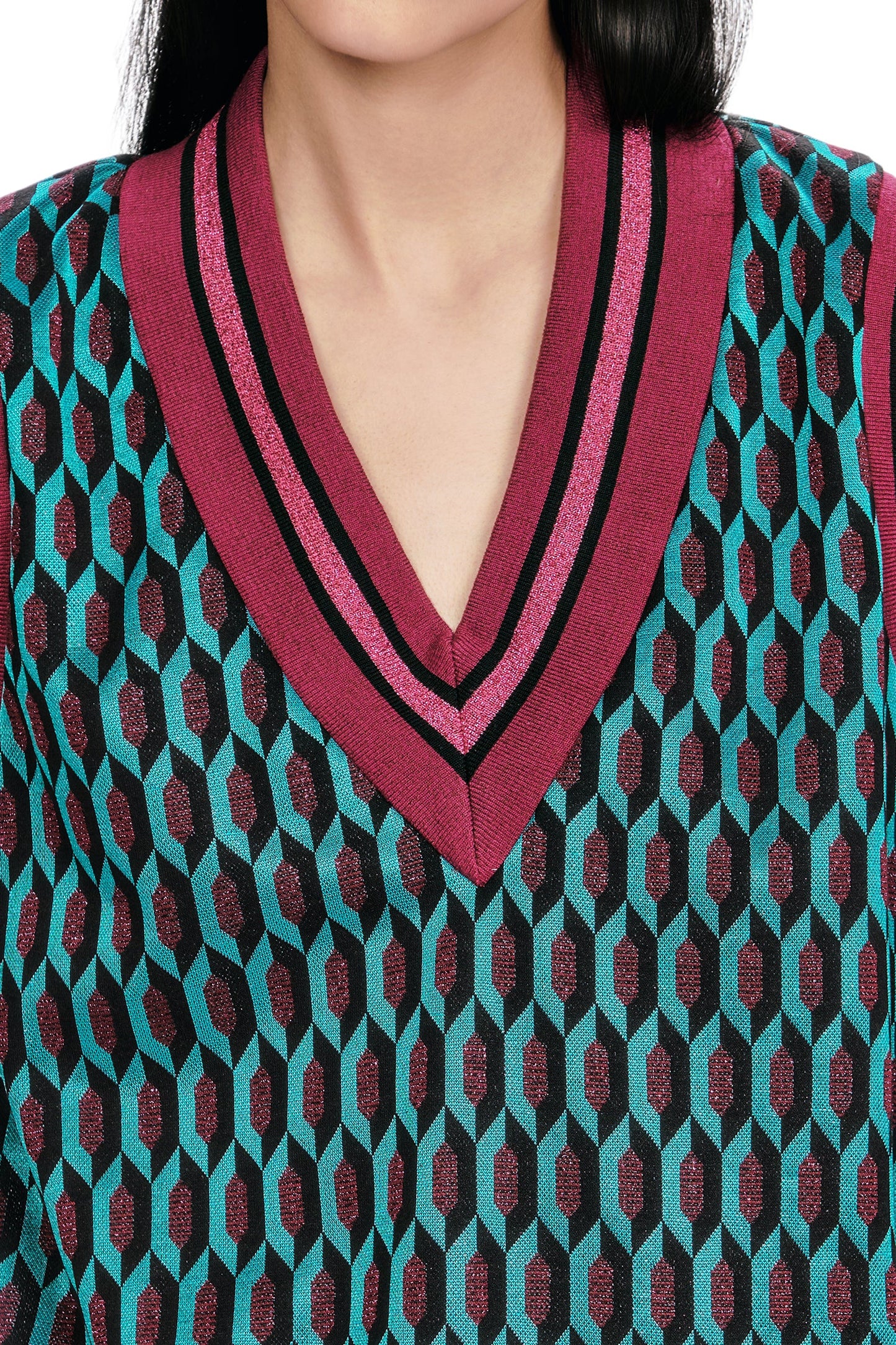 Glitter Geo Jacquard Pullover Vest