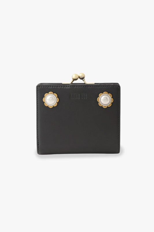 Black Retro Button Small Wallet