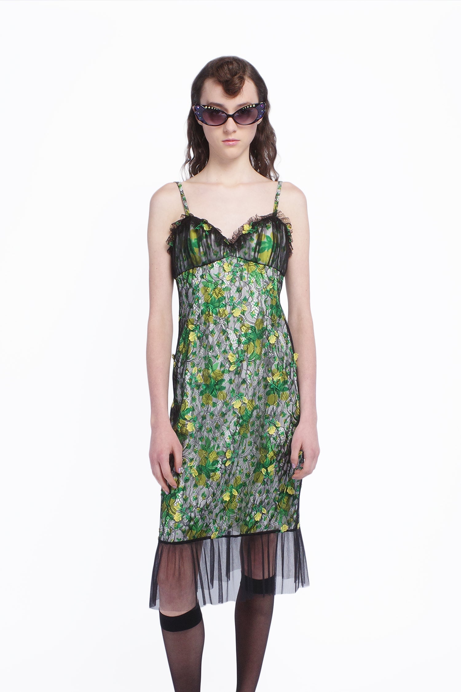 Anna Sui Women's Rosebuds and Lace Combo Dress - Green - Casual Dresses Anna Sui Women's Rosebuds and Lace Combo Dress - Green - Casual Dresses