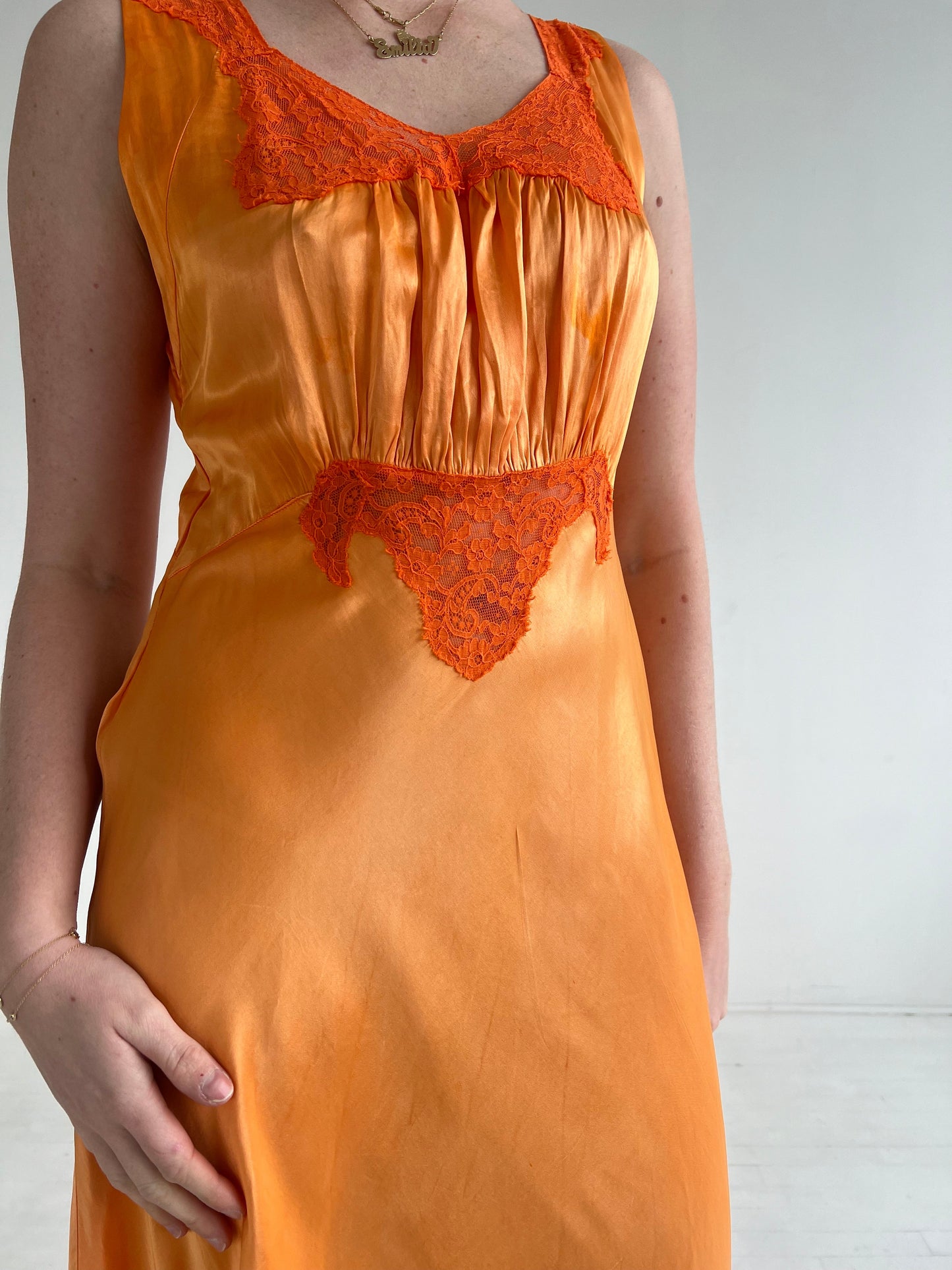 Vintage Long Orange Slip Dress