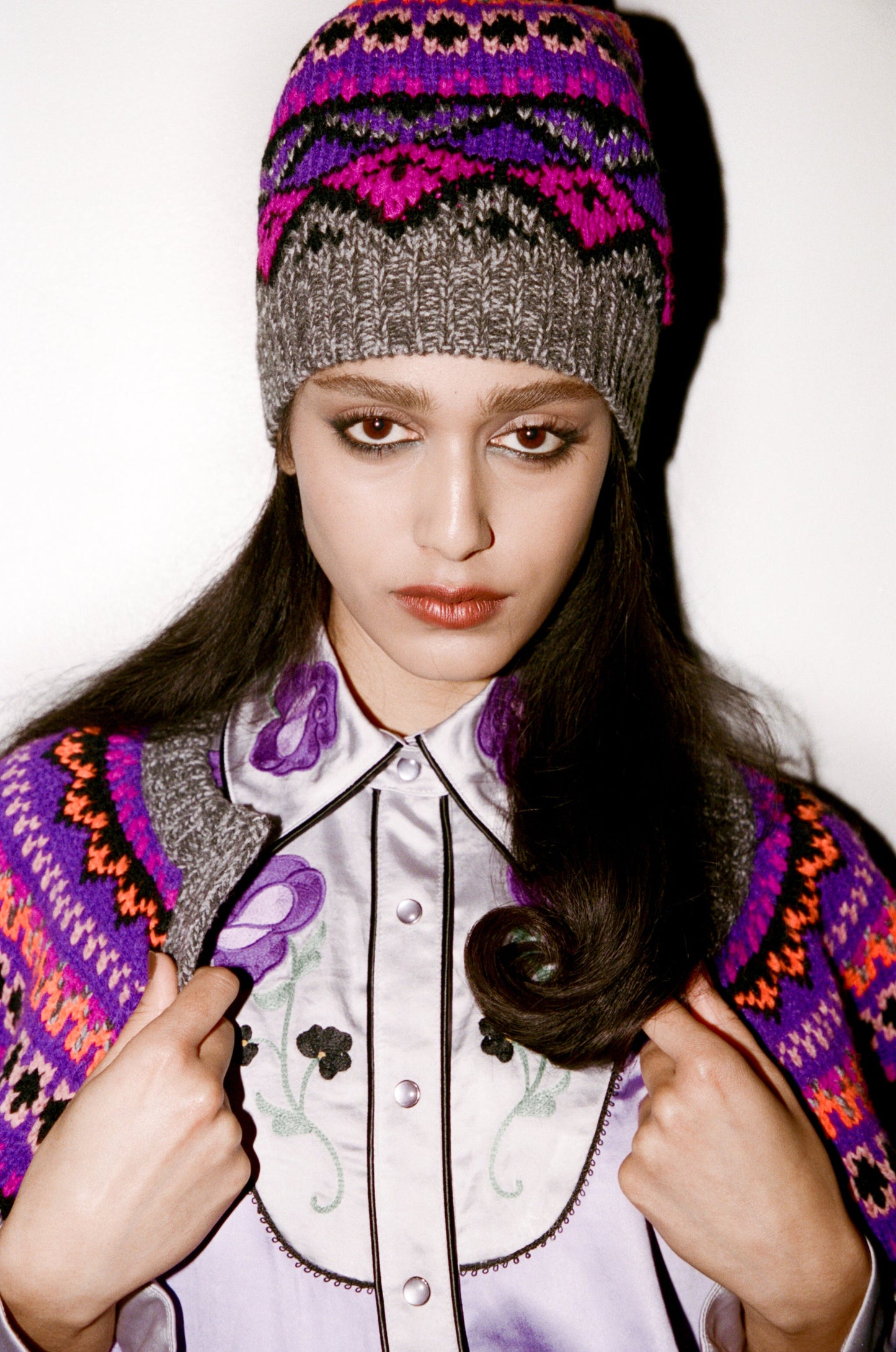 Fair Isle Beanie - Magenta