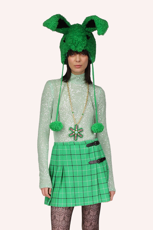 Sequin Mesh peppermint, long sleeves, turtleneck collar accentuates the neckline, hips long