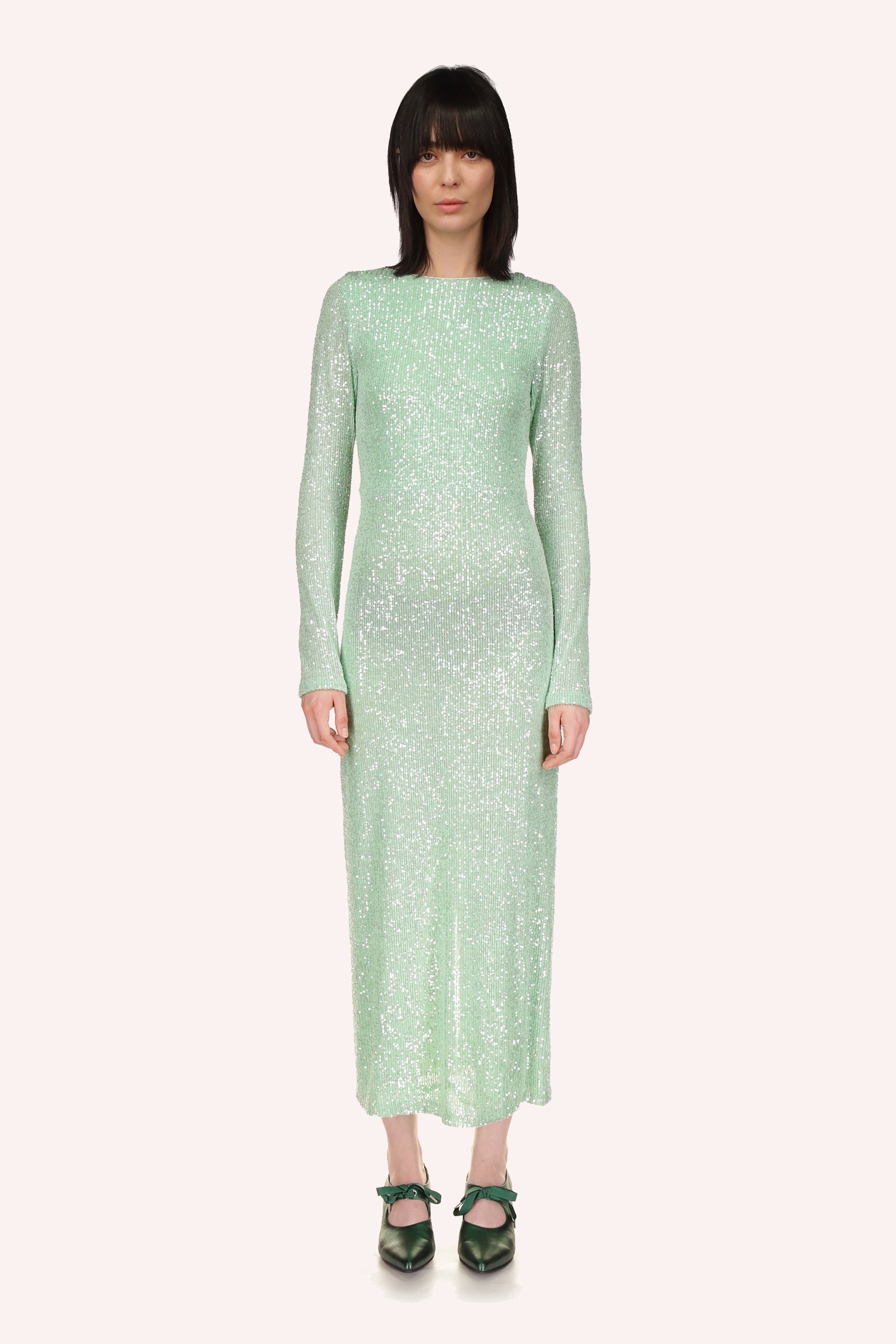 Sequin Mesh Dress Peppermint – Anna Sui Sequin Mesh Dress Peppermint – Anna Sui