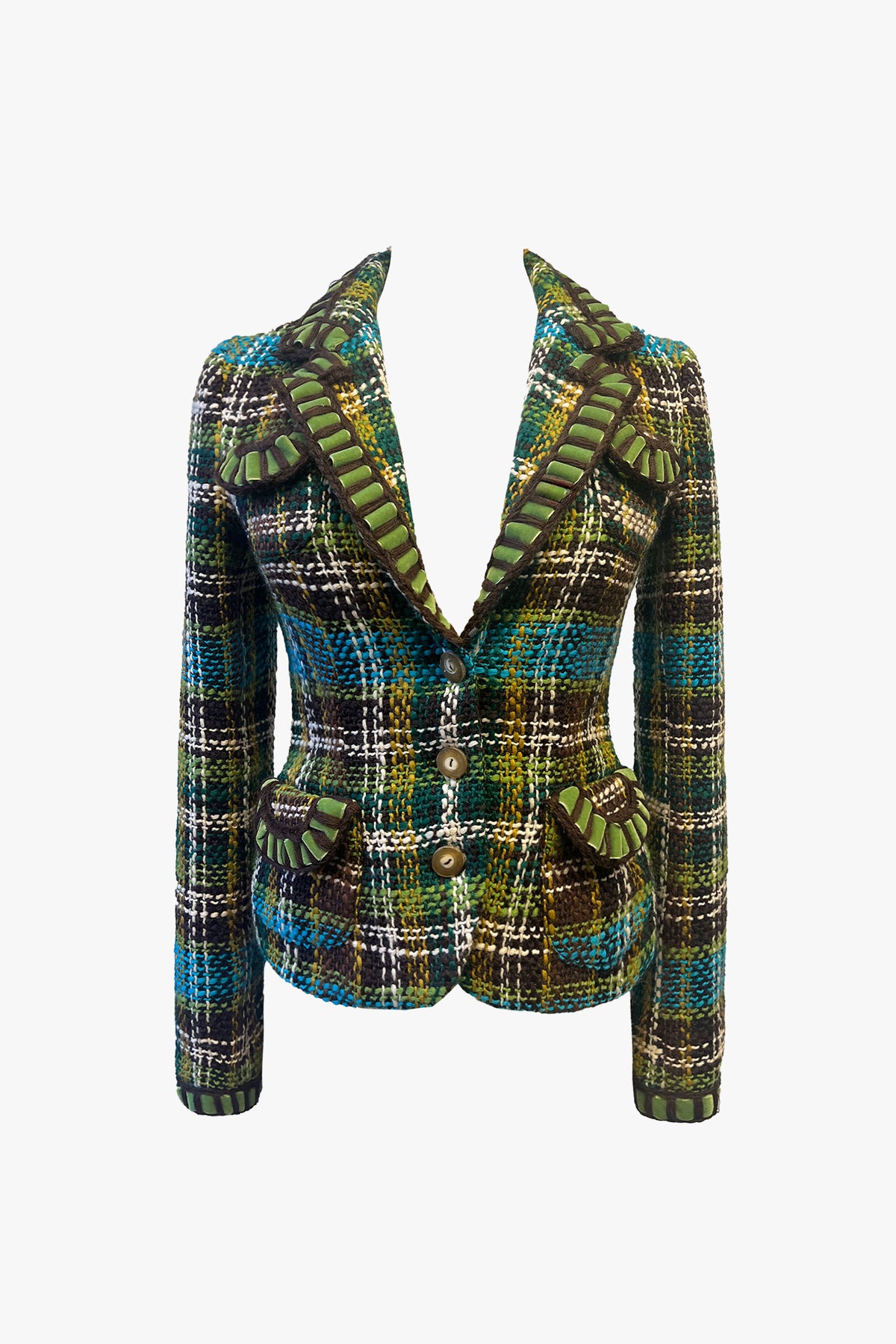 Jade and Teal Plaid Jacket- Sample