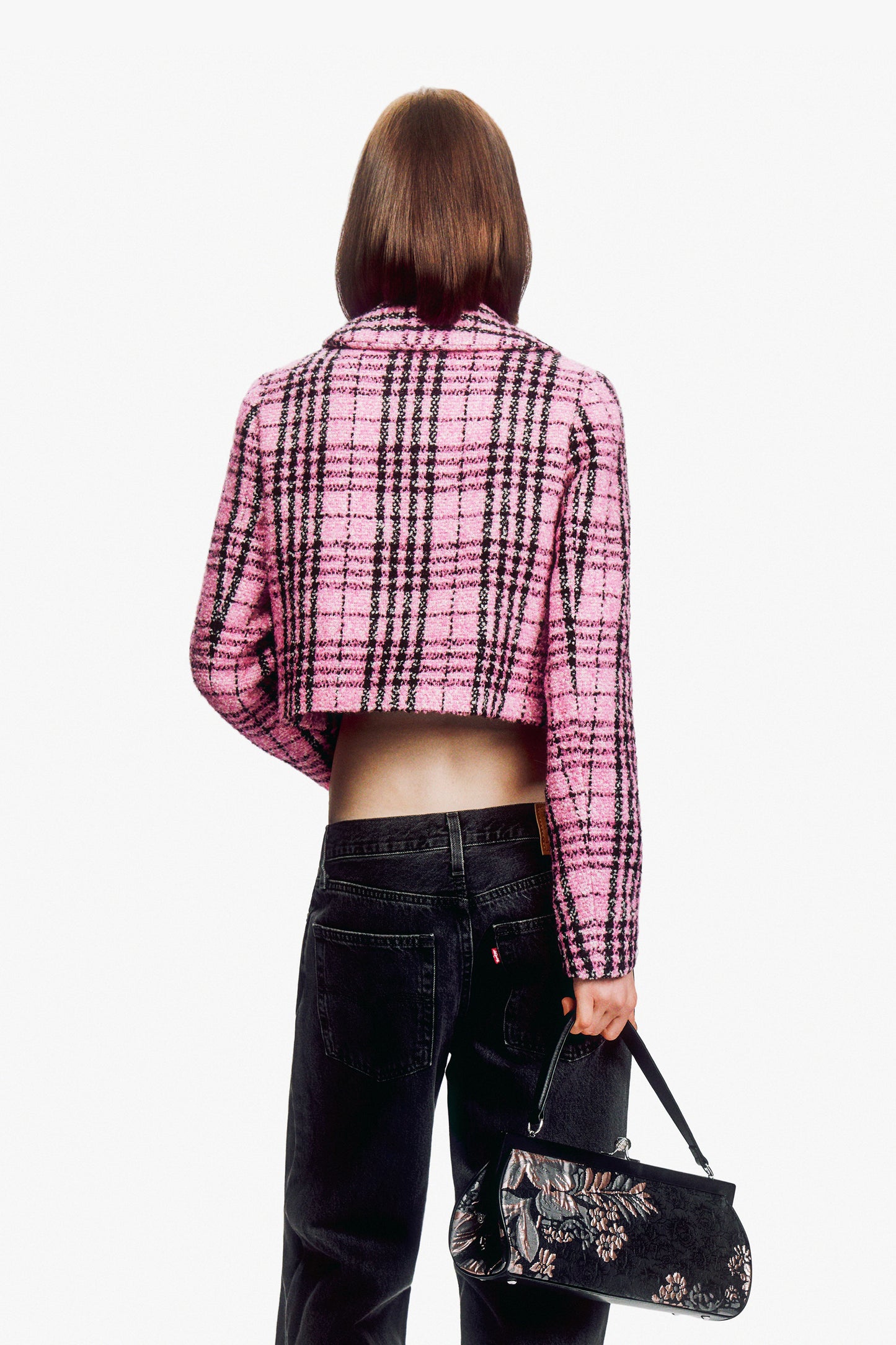 Black and Pink Plaid Jacket