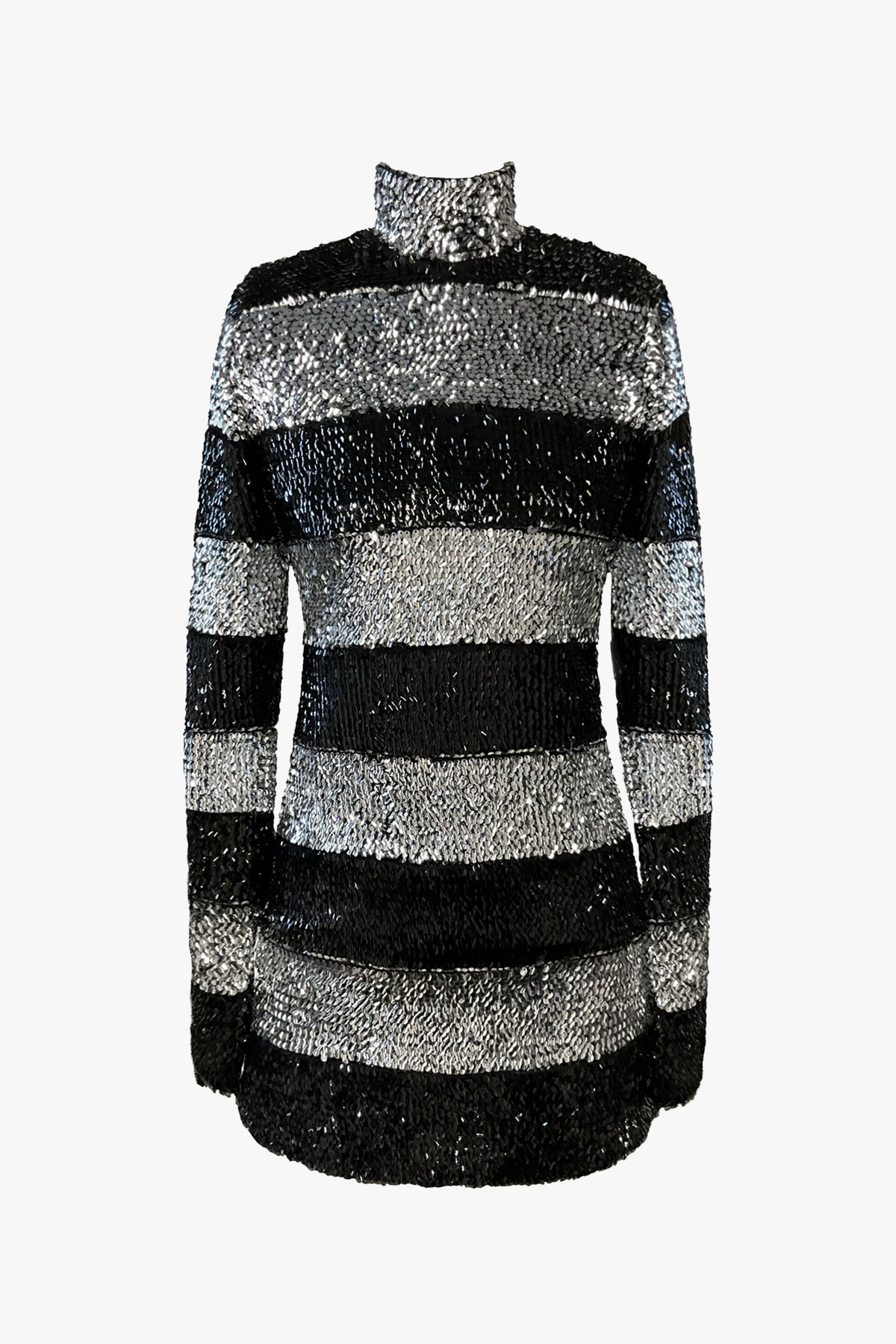 Bugle Bead Sequins Turtleneck Mini Dress- Sample