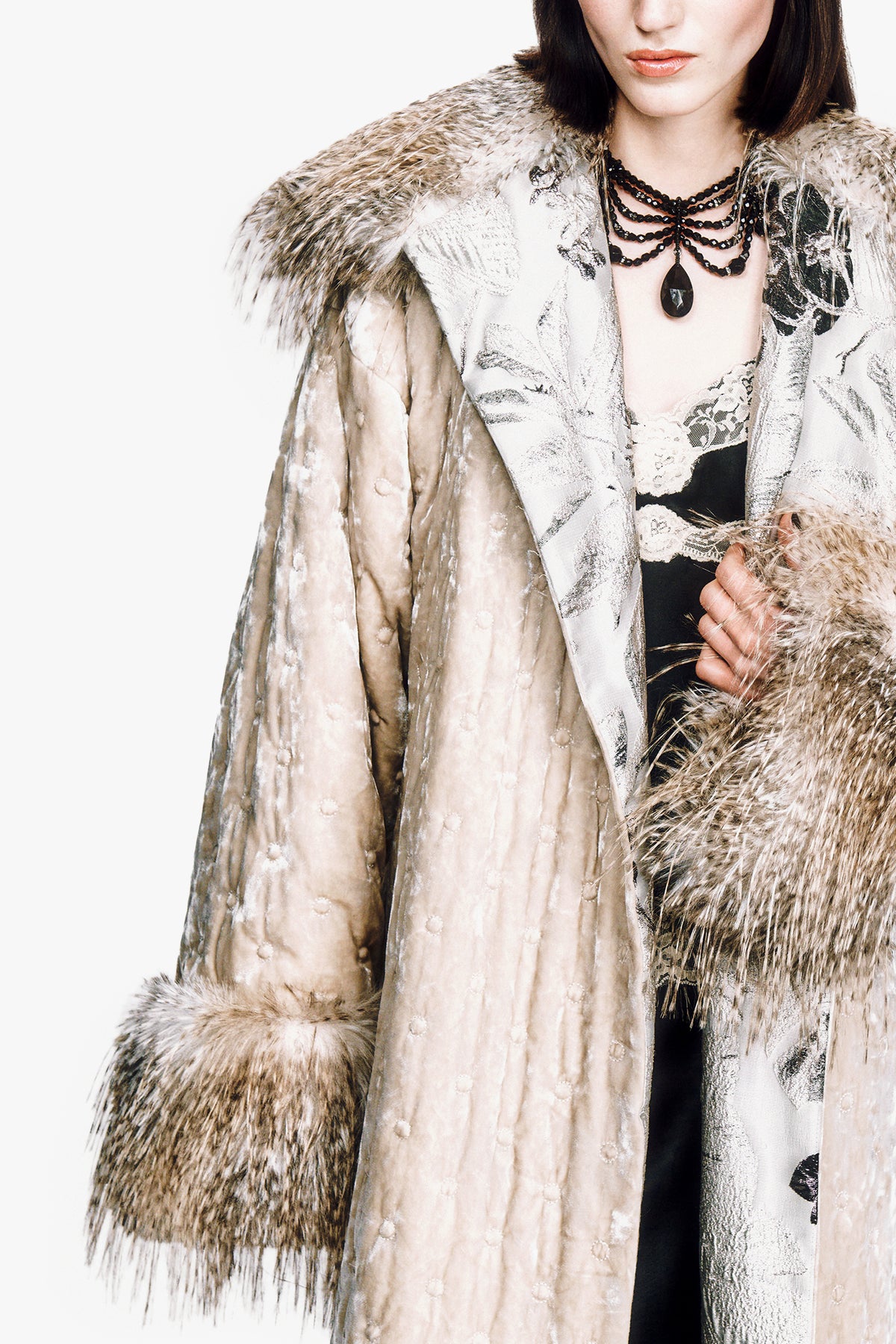 Quilted Velvet Duster Coat