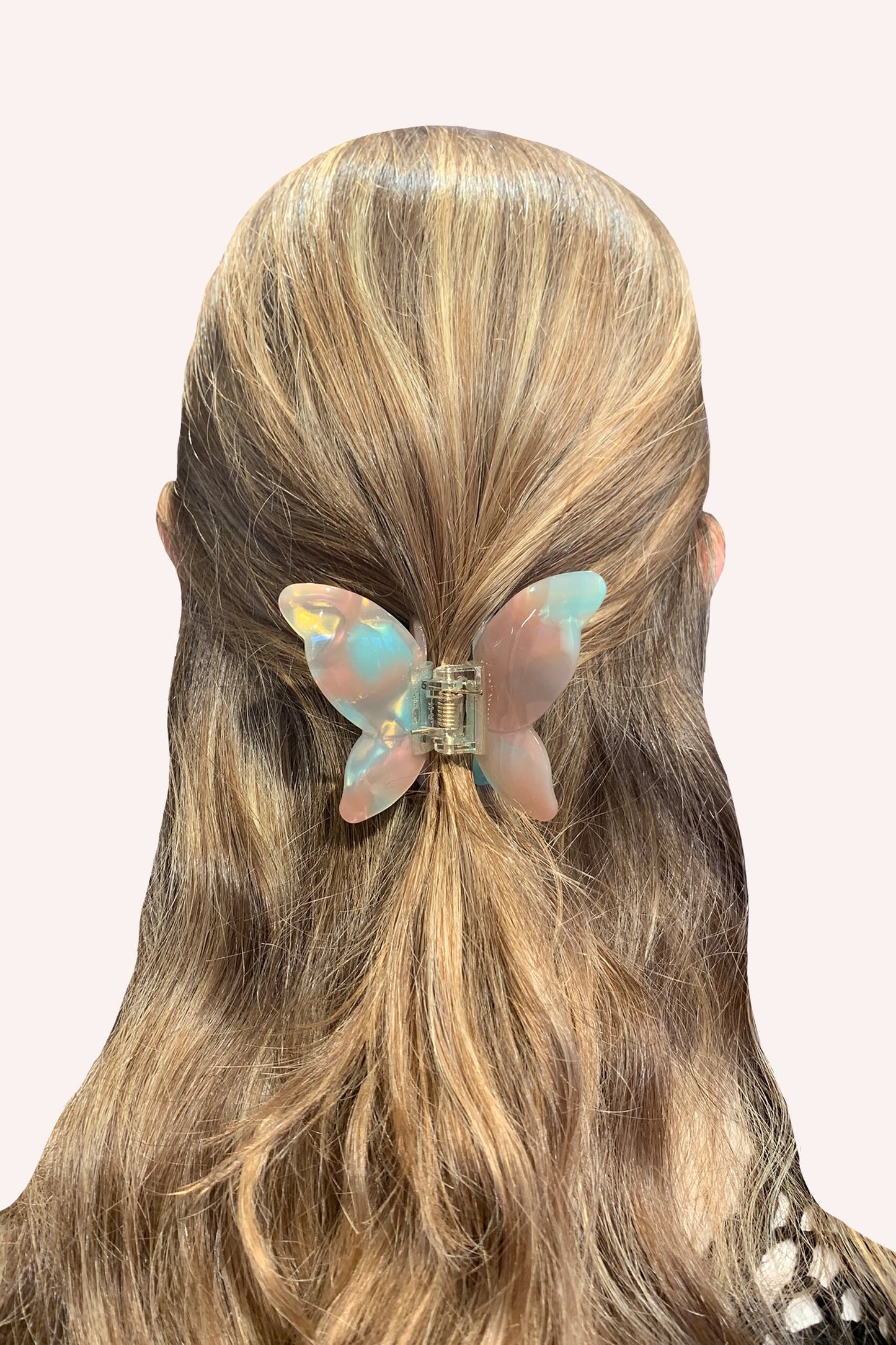 Large Gemstone Butterfly Jaw Clip Minty-Sand