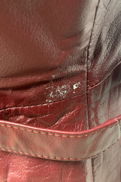 Vintage Leather Belted Coat with Removable Lining