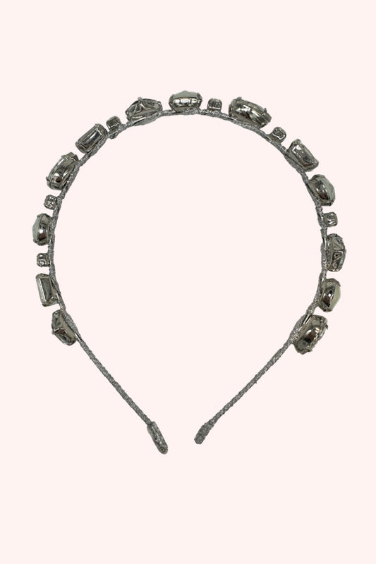 Enchanted Crystals Headband, 19 different Glass Rhinestones sizes on open metal base