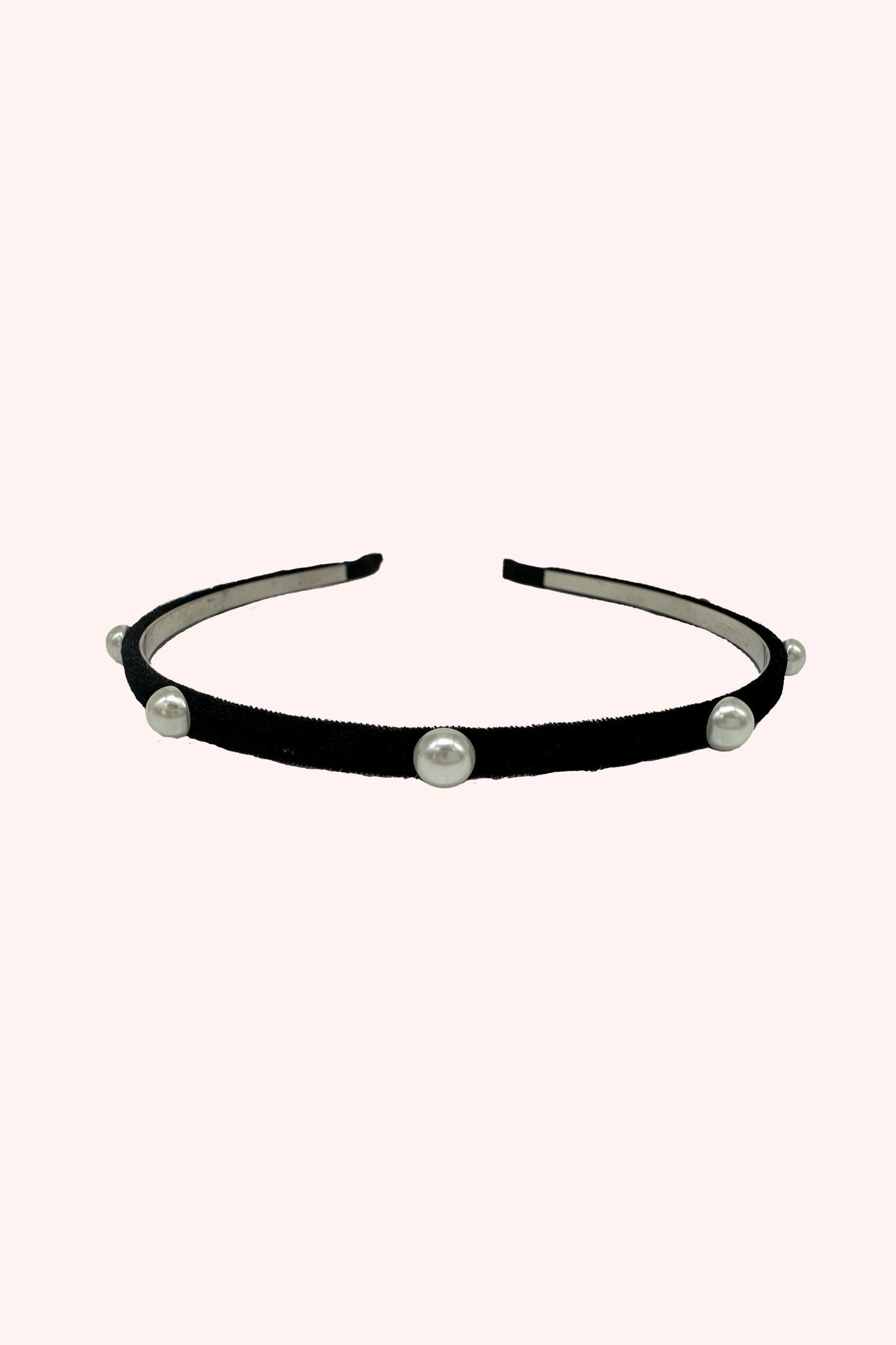 Velvet 7-Pearls Headband, polyester material Alloy metal base