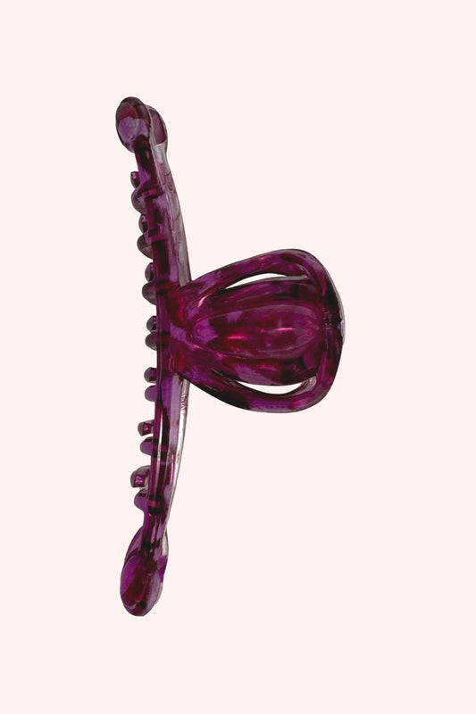 Mystical Seas French Jaw Clip, purple with large arms, handles are the body of the beast