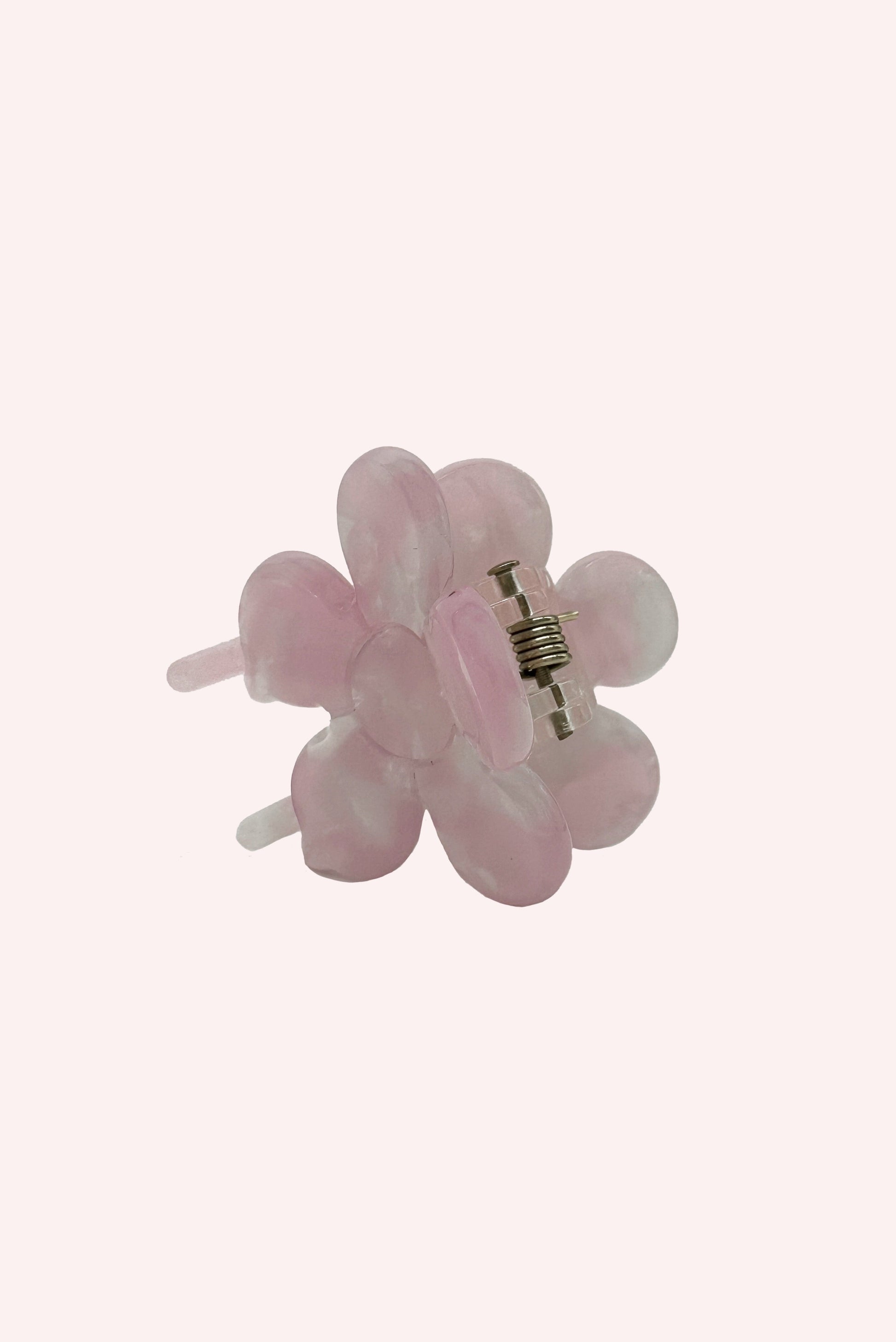 Petite Forget Me Not Flower Clip, Rose Quartz, 5-petal flower, with mechanism for strong grip
