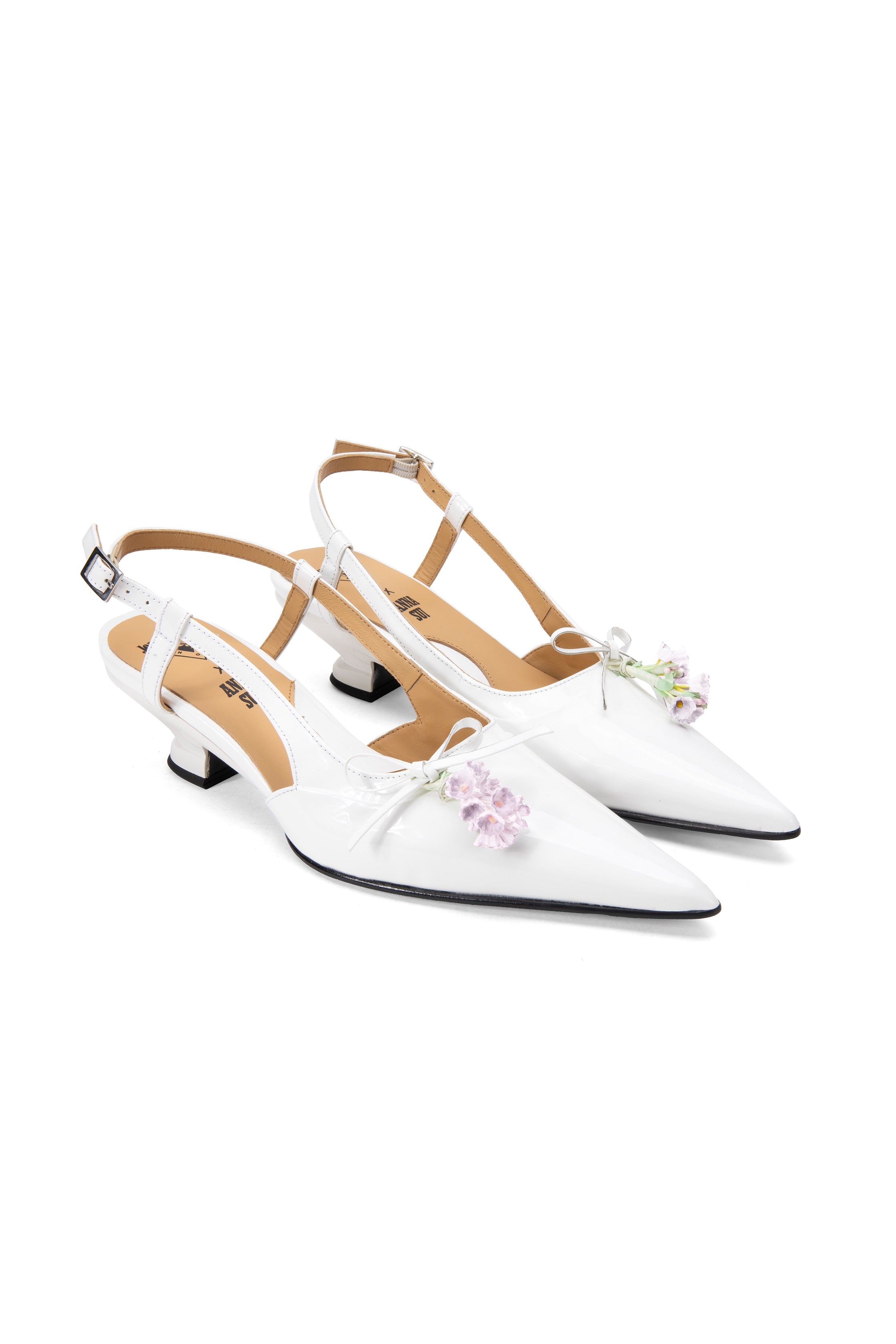 John Fluevog x Anna Sui Slingback Heels- White
