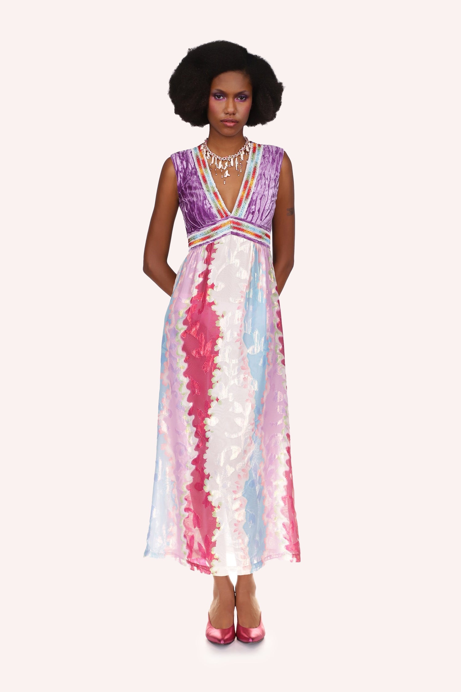 Wavy Clouds Velvet Bodice Sleeveless Dress Anna Sui Wavy Clouds Velvet Bodice Sleeveless Dress Anna Sui