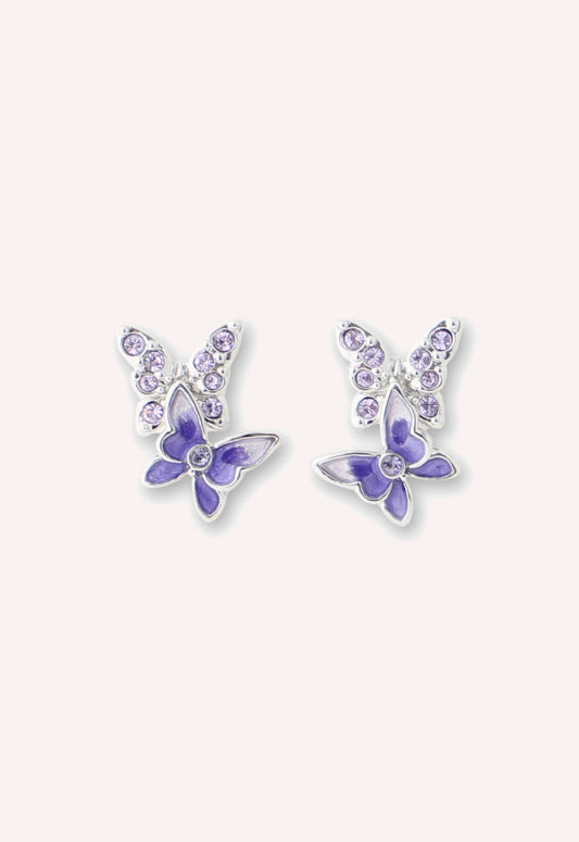 Bejeweled Butterfly Stud Earrings - Violet