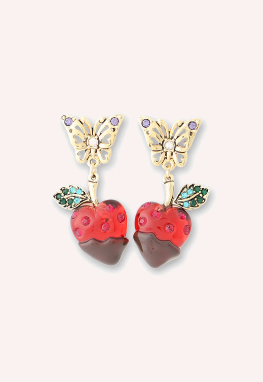 Chocolate Covered Strawberry Earrings - Red Multi
