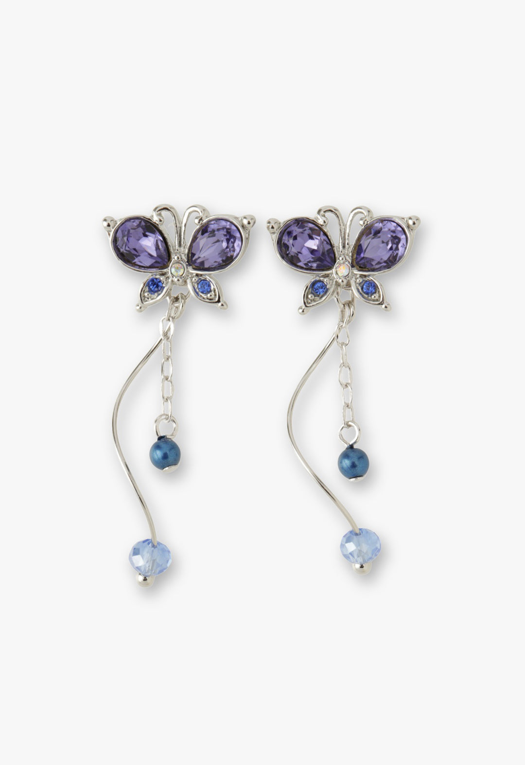 Silver Butterfly Stud Earrings with Detachable Dangle – Anna Sui