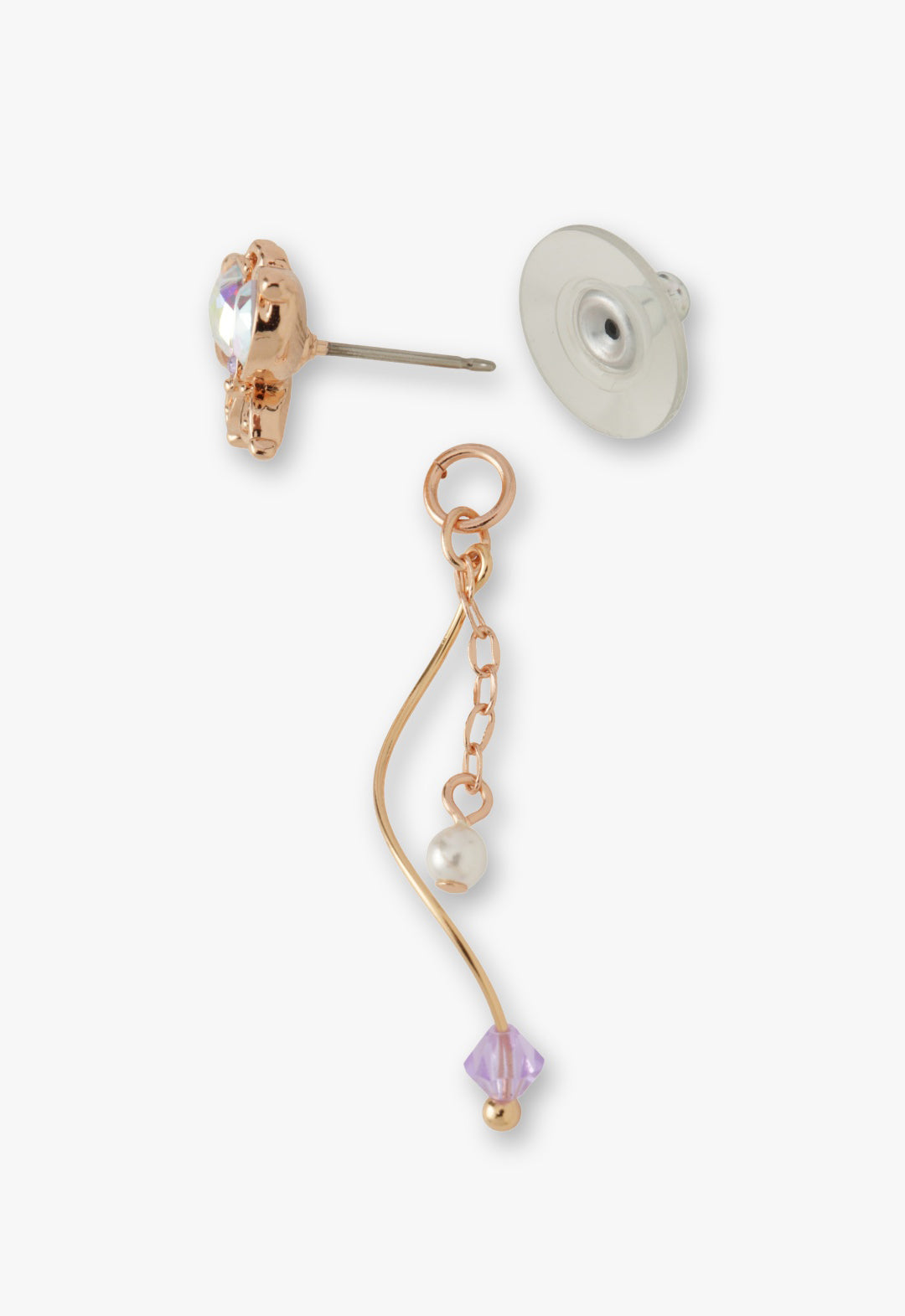 Rose Gold Butterfly Stud Earrings with Detachable Dangle