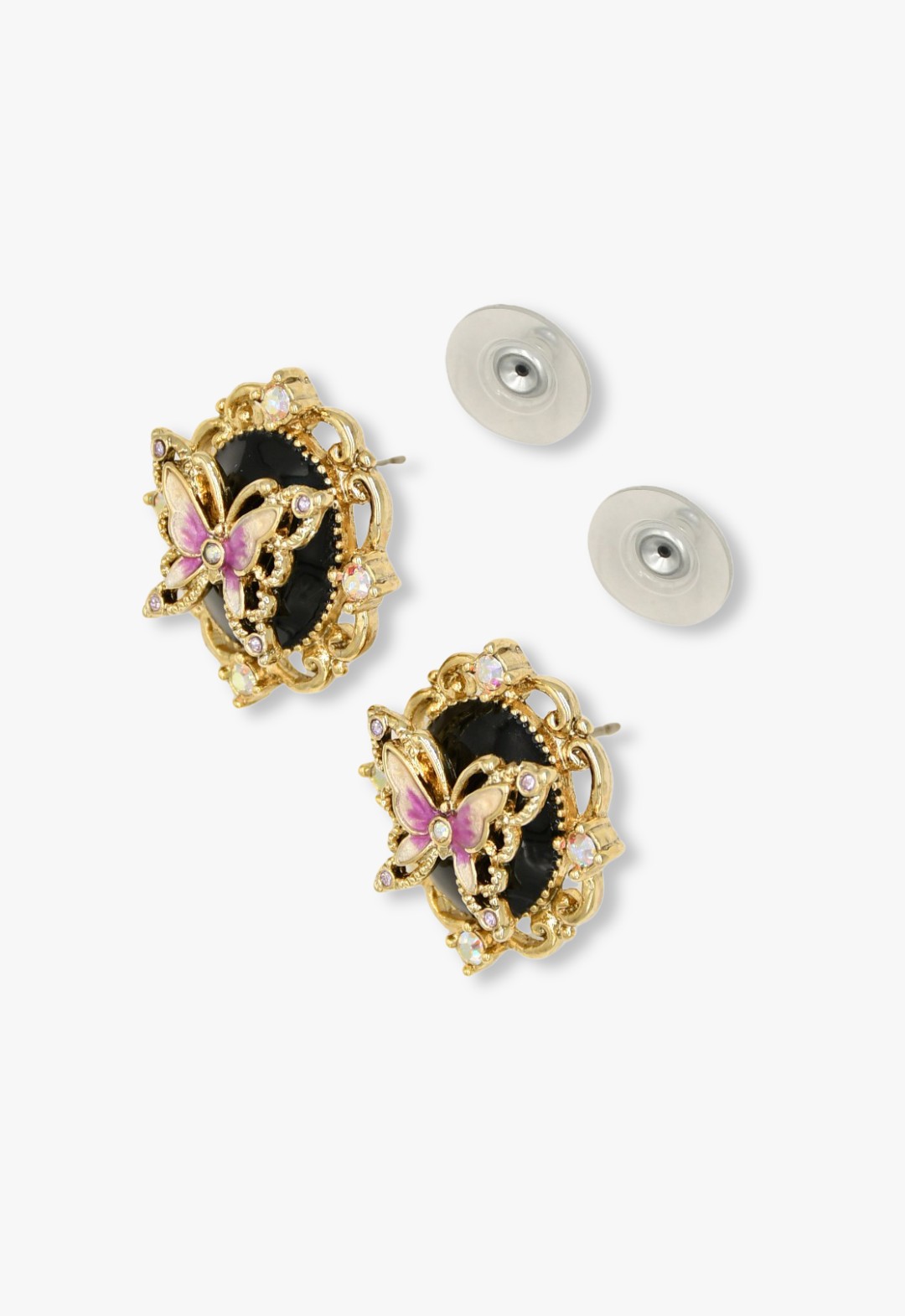 Victorian Romance Butterfly Statement Stud Earrings - Gold