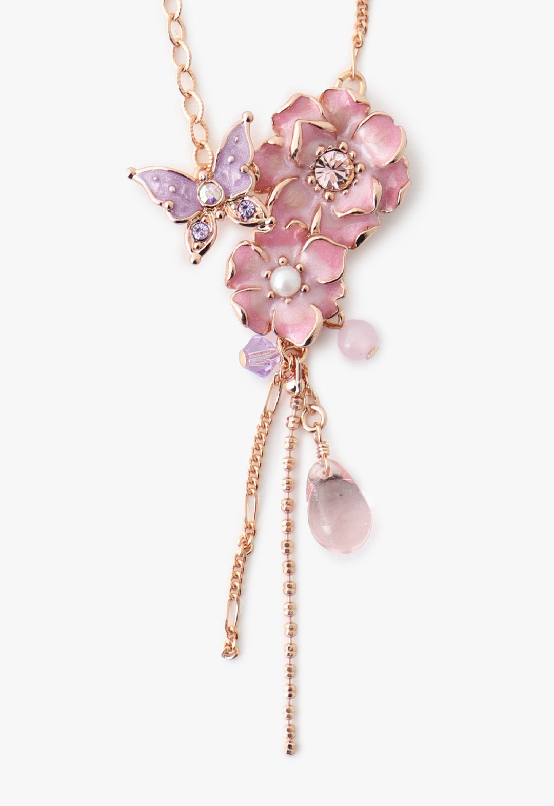Butterfly Garden Matinee Necklace - Pink