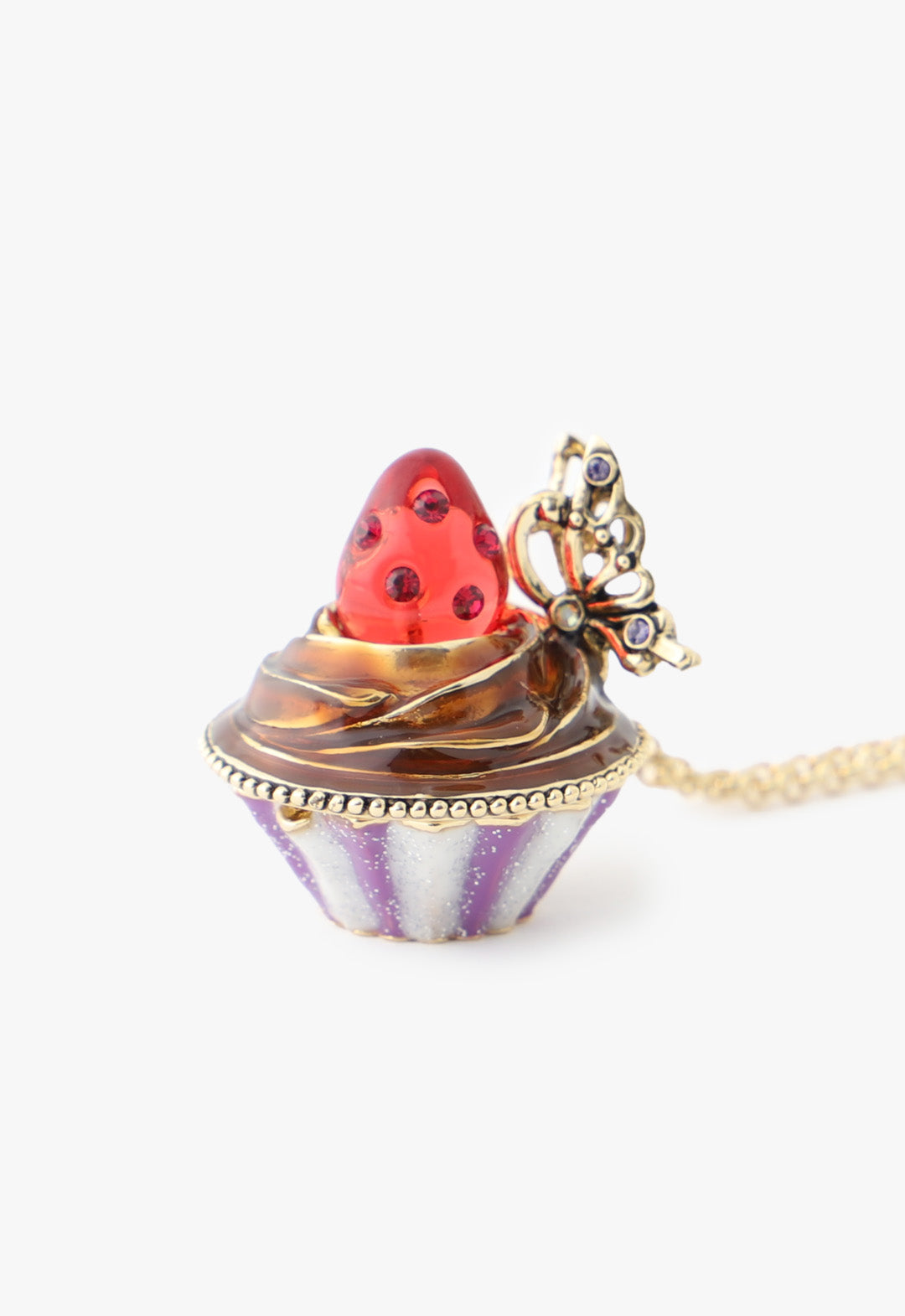 Strawberry Cupcake Necklace - Red Multi