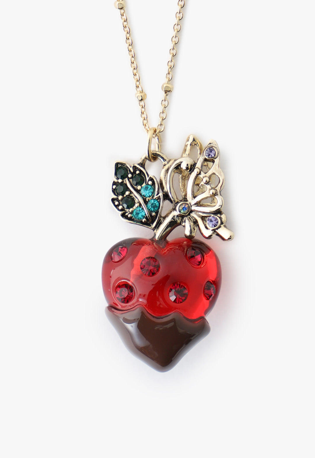 Chocolate Covered Strawberry Necklace - Red Multi