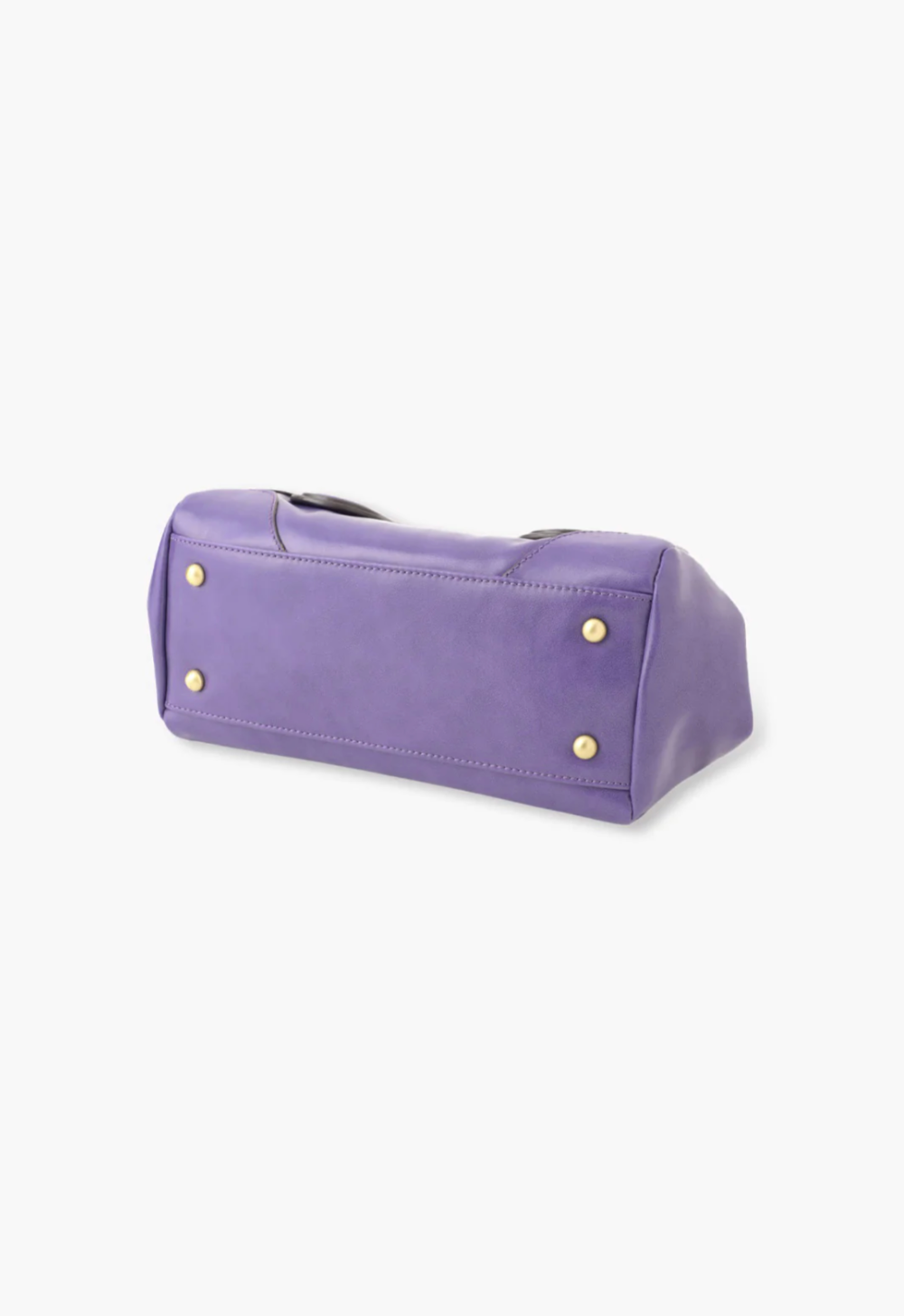 Purple Handbag, 4 rivets at the bottom to stabilize, black seams also highlight the edges