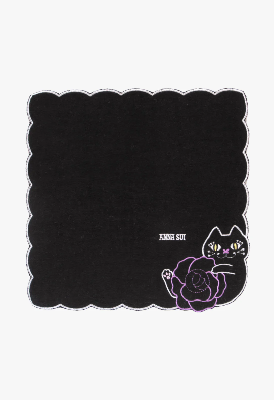 Cat Embroidery Rose Washcloth