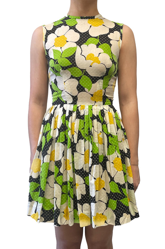 Vintage Sixties Vicky Vaughn Dotted Floral Dress