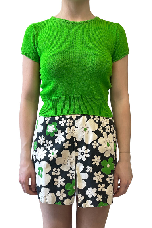 James Coviello for Anna Sui Cropped Green Sweater Top