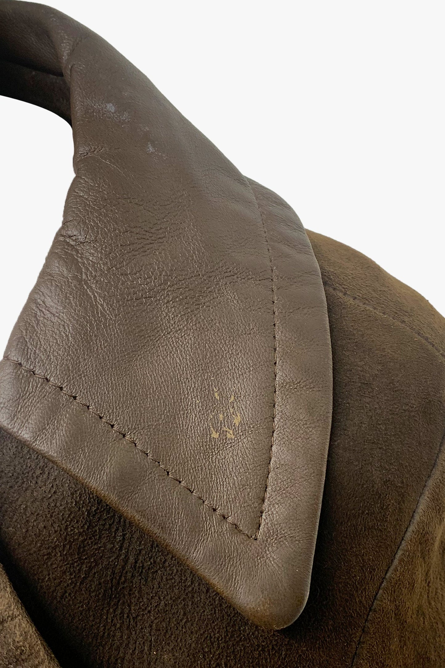 Vintage Brown Suede Coat with Leather Trim