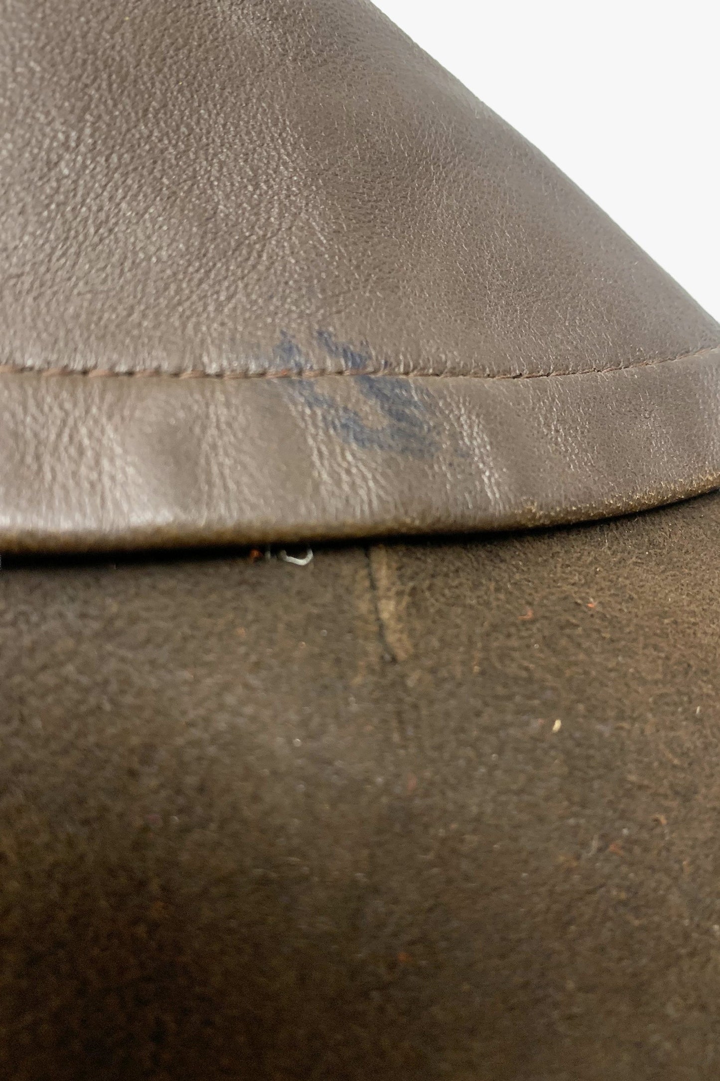 Vintage Brown Suede Coat with Leather Trim