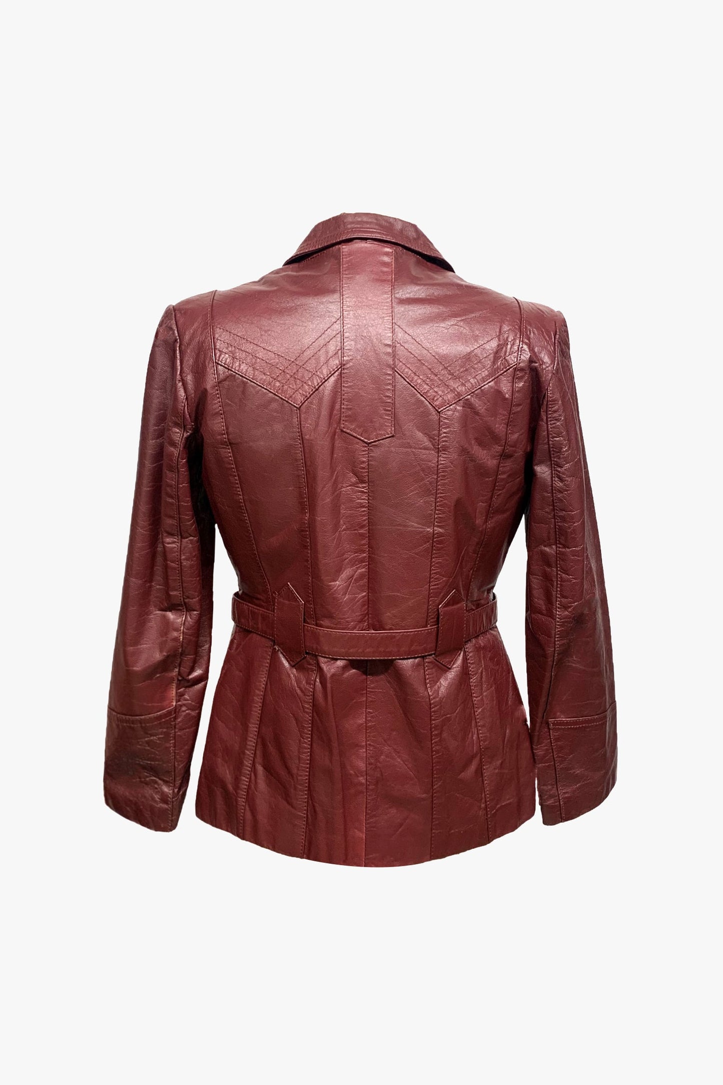 Vintage Leather Belted Coat with Removable Lining