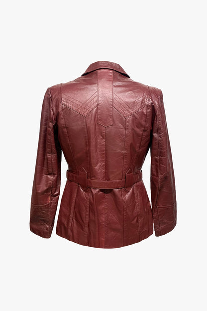 Vintage Leather Belted Coat with Removable Lining