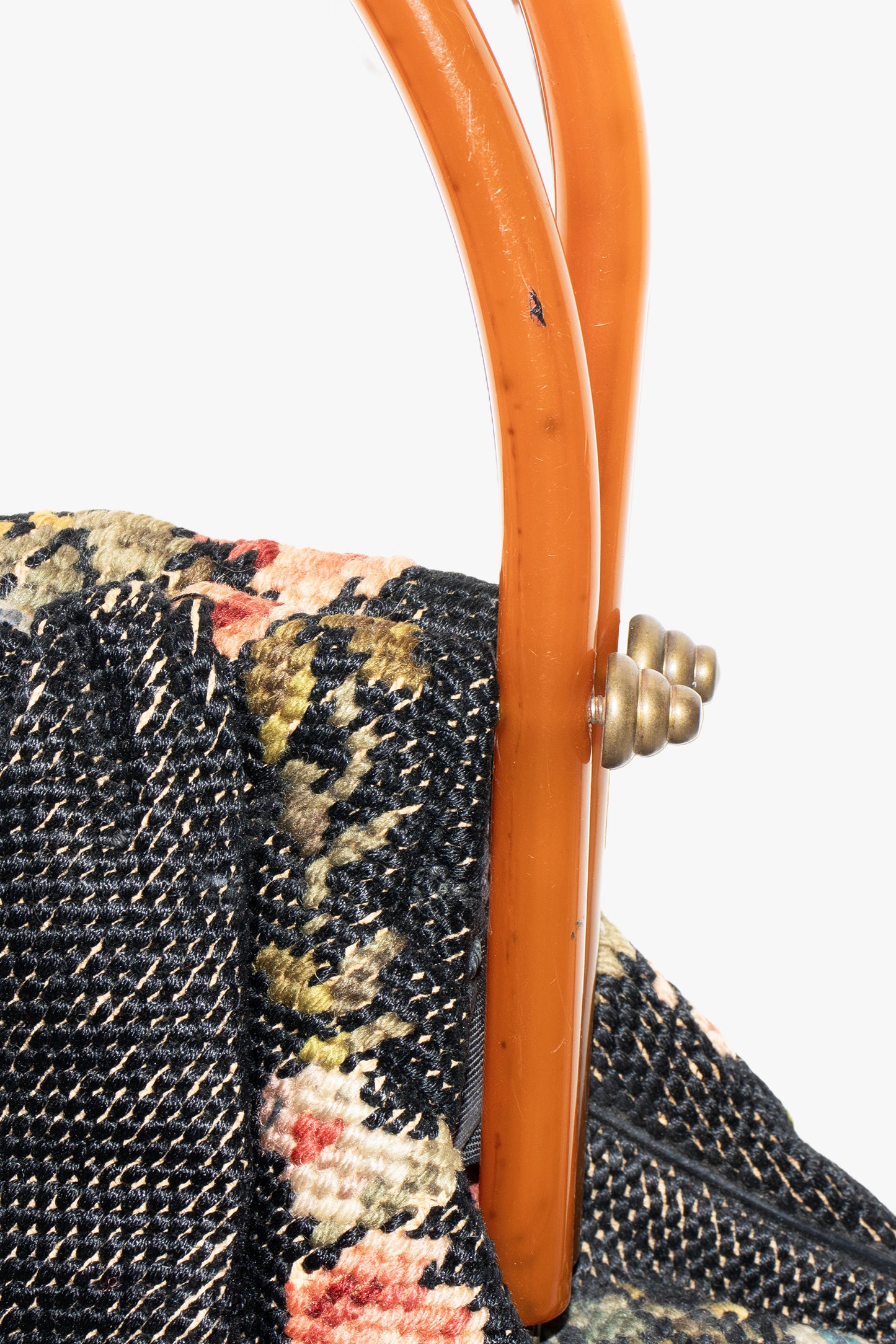 Vintage Needlepoint Garden Rose Purse