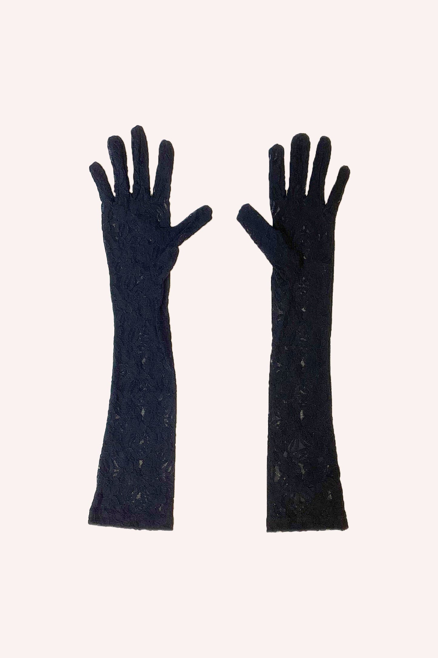 Floral Stretch Lace Gloves Black, elbow-length gloves, floral pattern to add glamour to any outfit