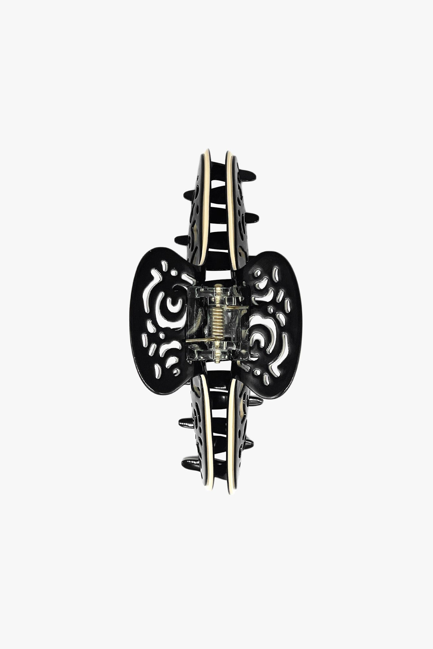 Vintage Black & White Two-Tone Open Scroll Jaw Clip