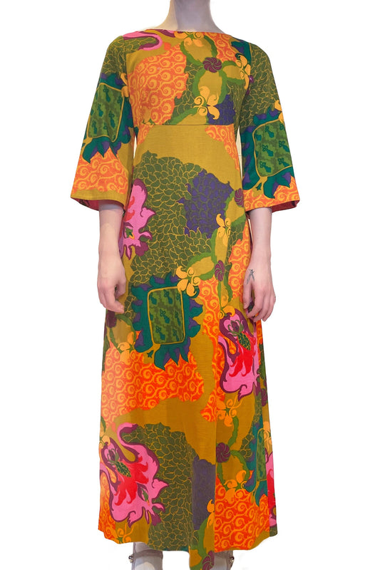 Vintage Waltan Clarke's Printed Maxi Dress