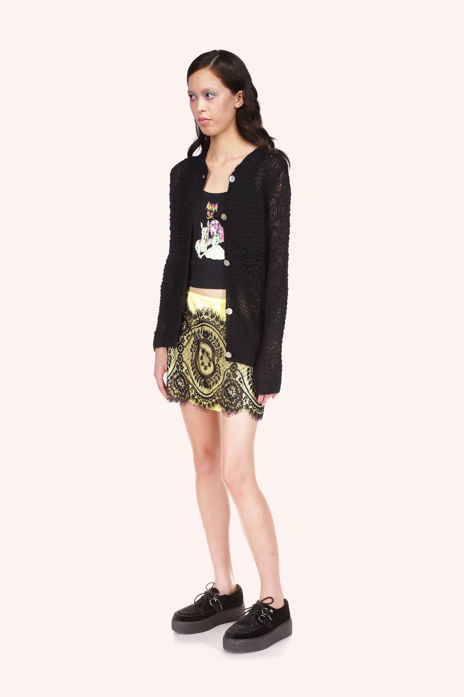 Mohair Tape Yarn Knit Cardigan, open-weave effect that is both stylish and comfortable