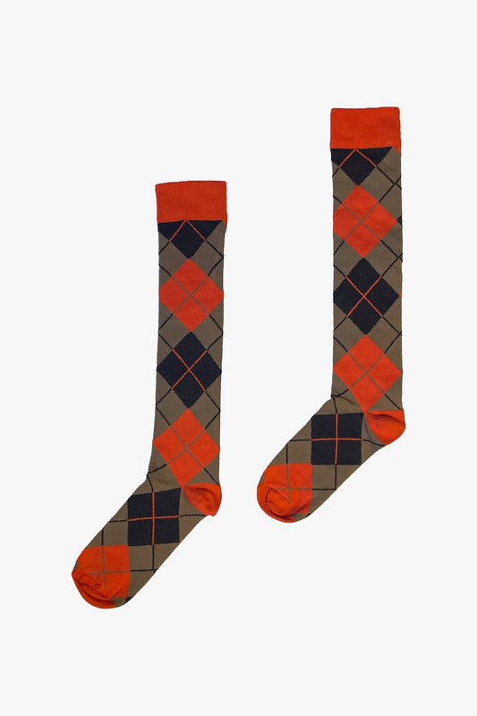 Argyle Knee High Socks Marmalade