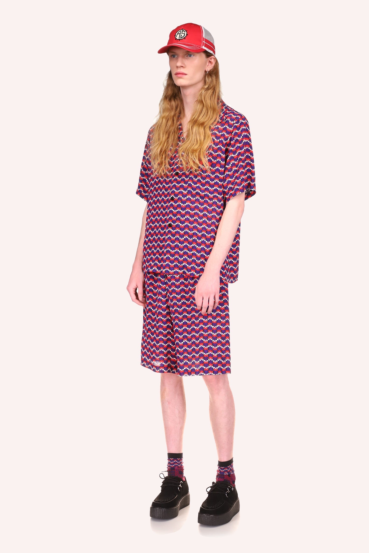 Tulips Shorts Rouge match with the Tulips Button Down Top Rouge Tulips