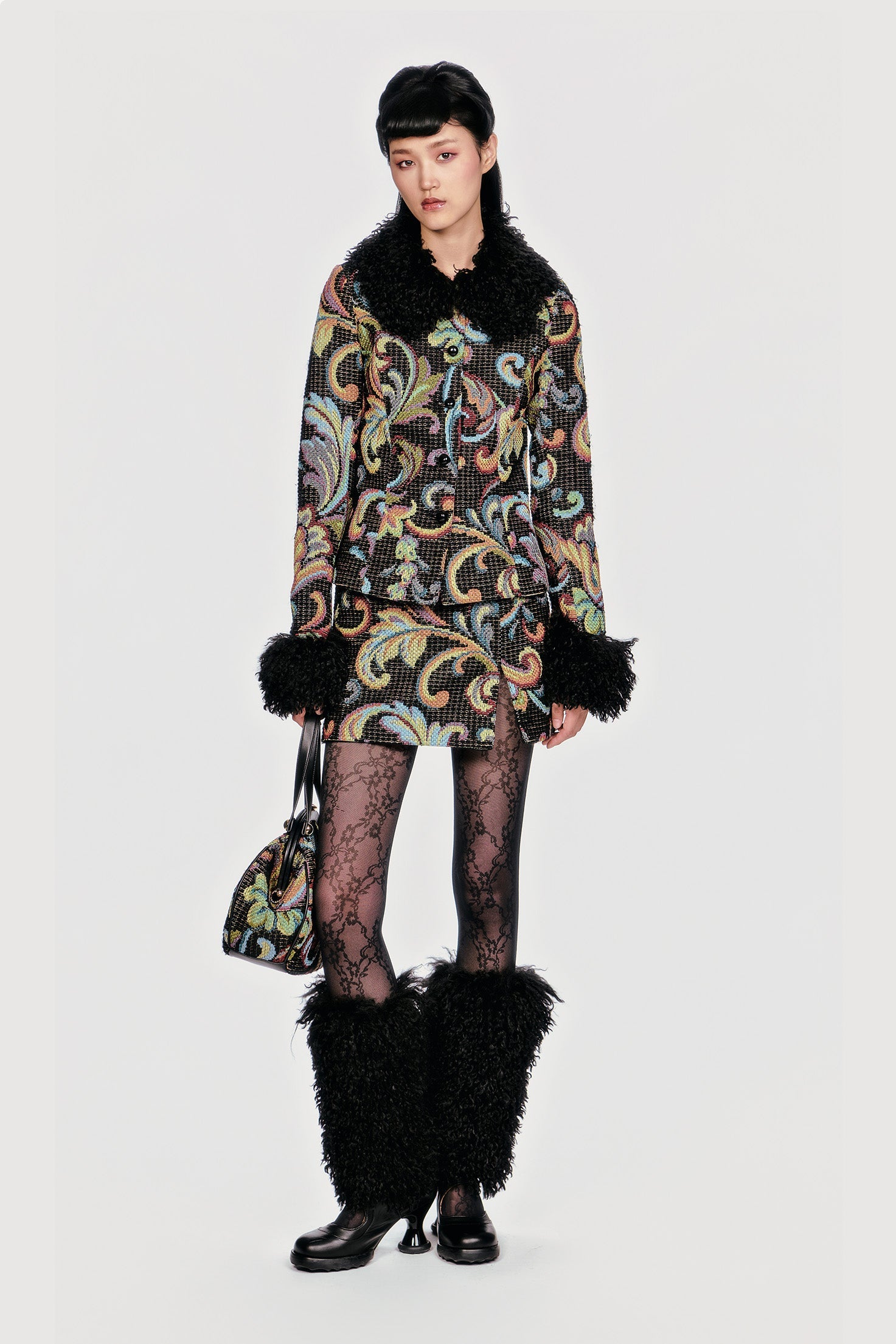Tapestry Faux Fur Jacket – Anna Sui