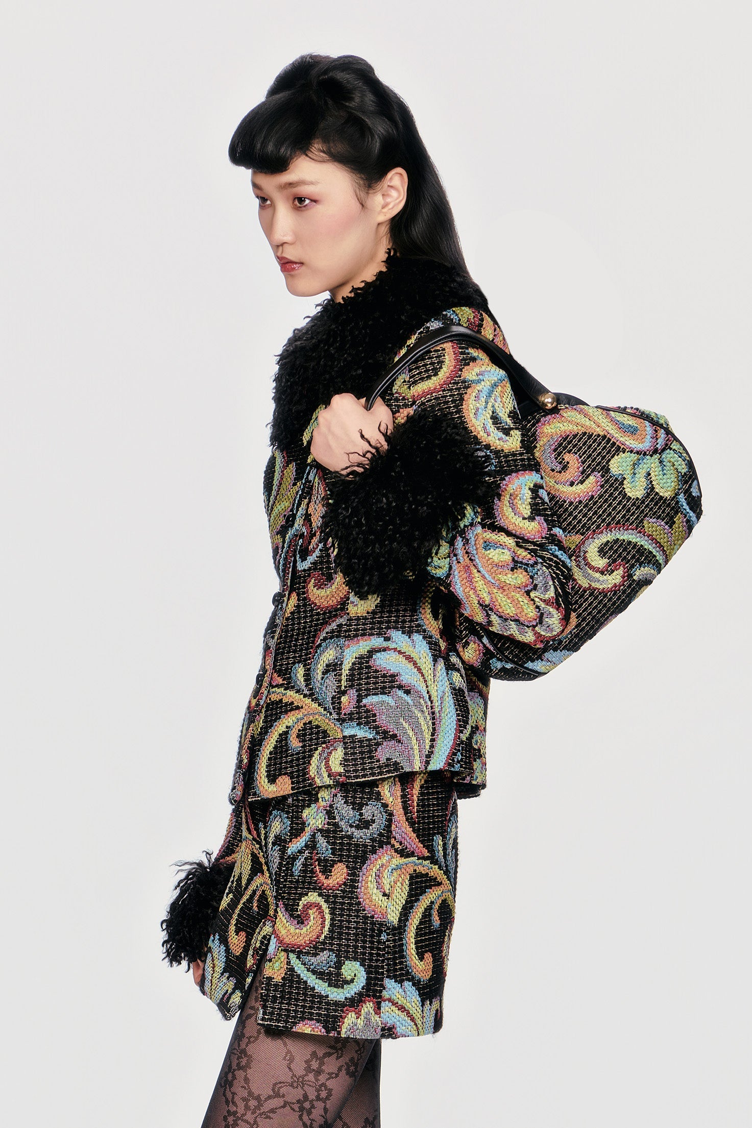 Tapestry Faux Fur Jacket – Anna Sui